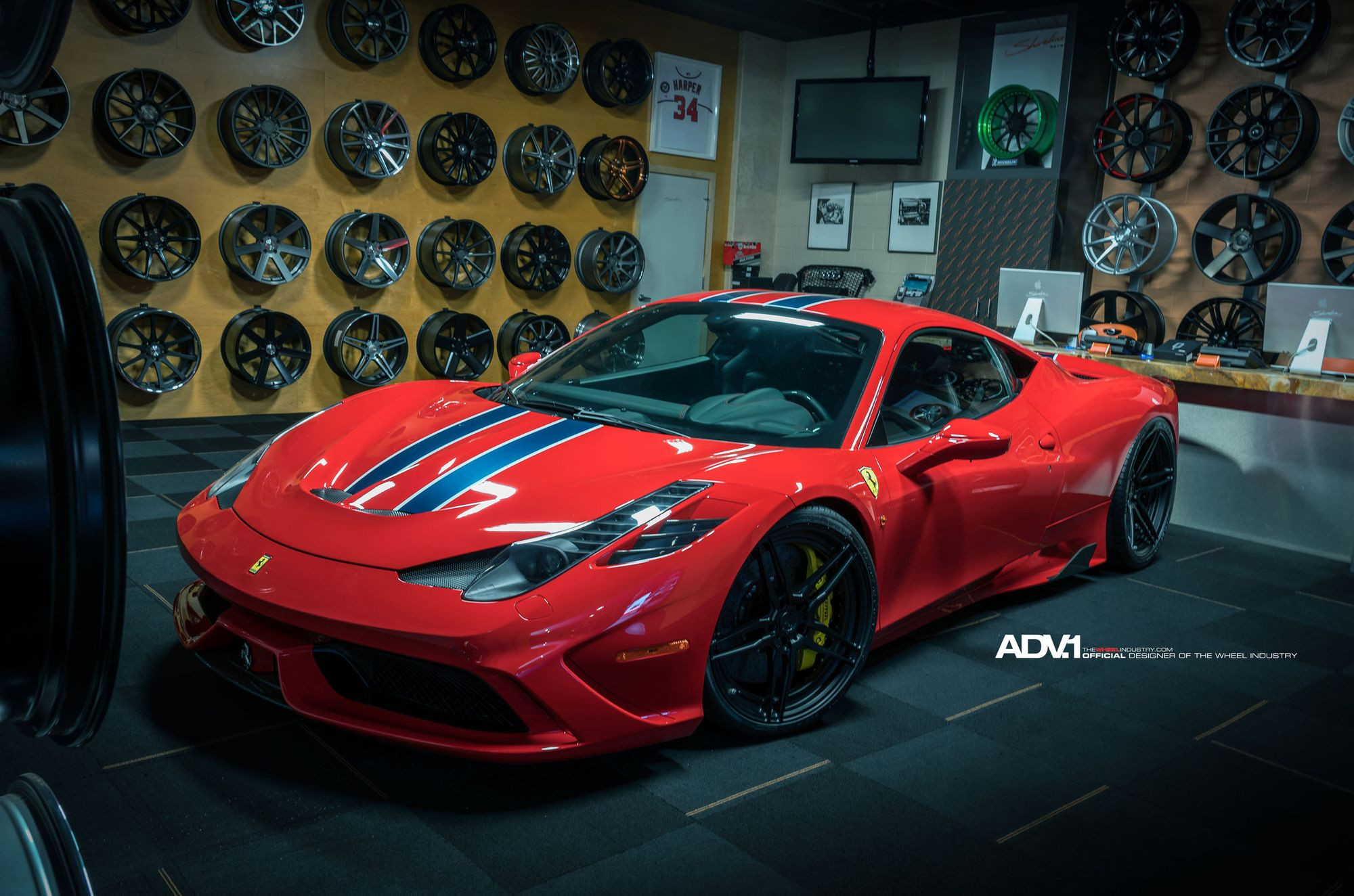 Red Ferrari 458 with Custom Front Bumper - Photo by ADV.1