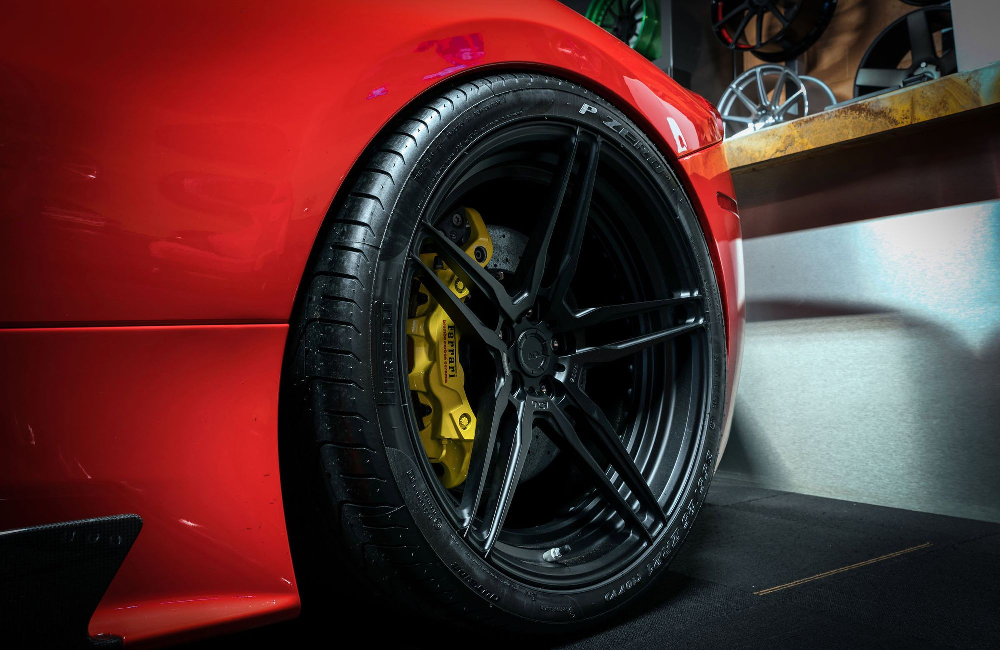 Textured Black ADV1 Rims on Red Ferrari 458 - Photo by ADV.1