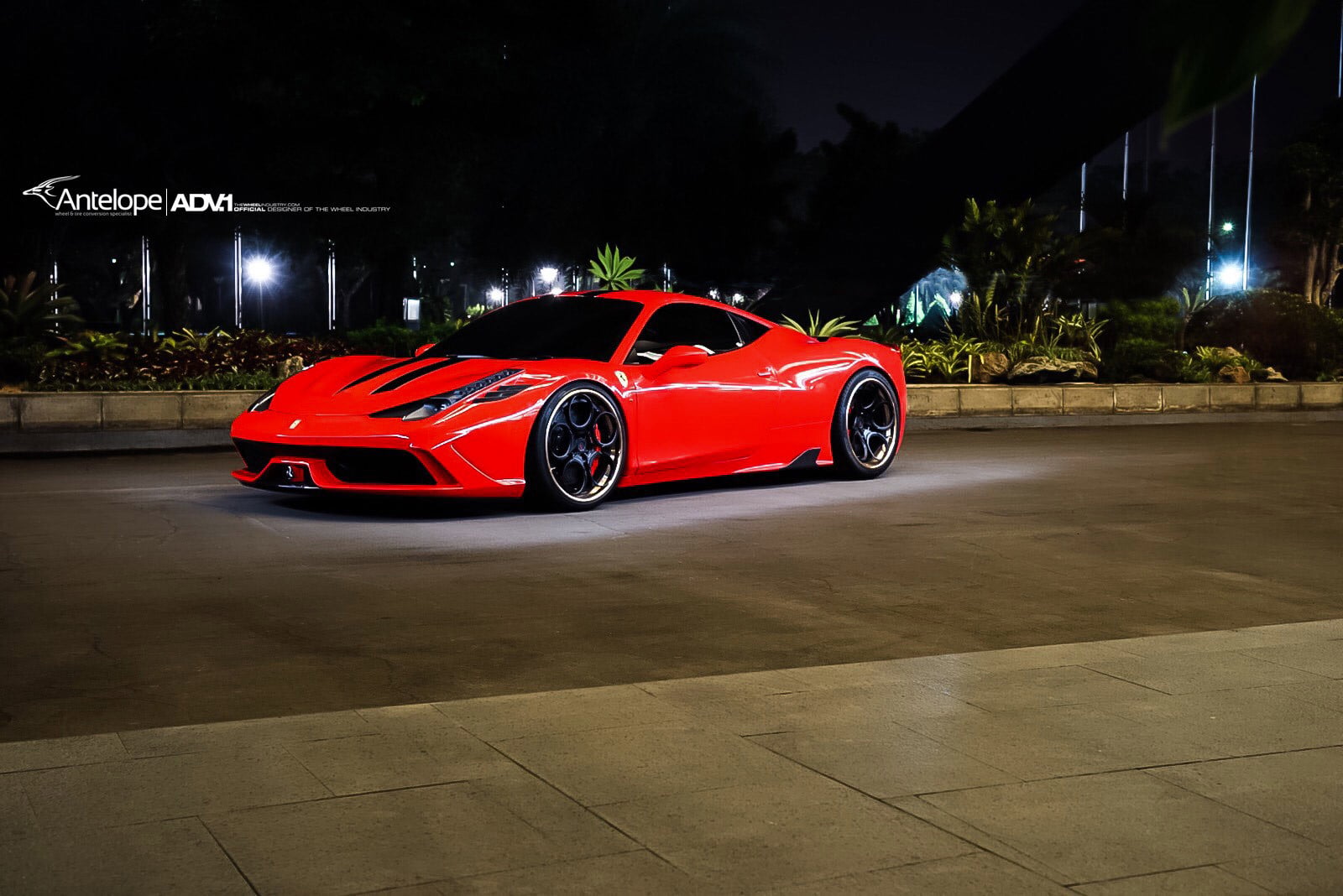 Custom Hood with Air Vents on Red Ferrari 458 - Photo by ADV.1