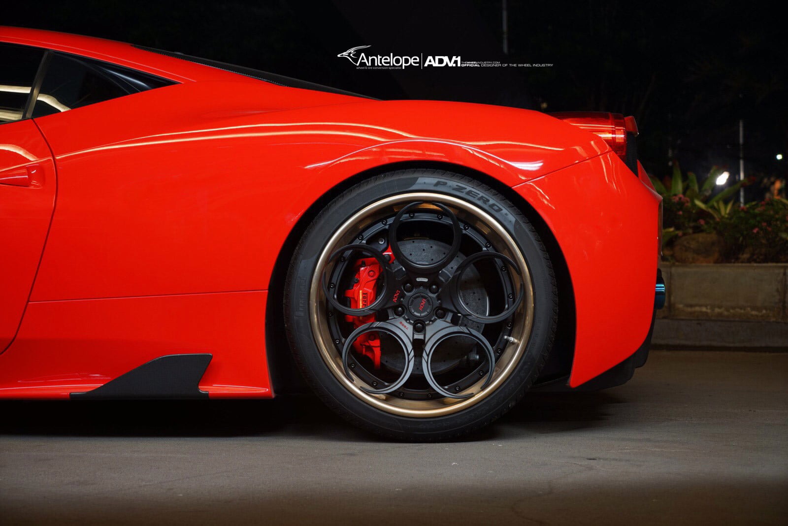 20 Inch Matte Black ADV1 Rims on Red Ferrari 458 - Photo by ADV.1