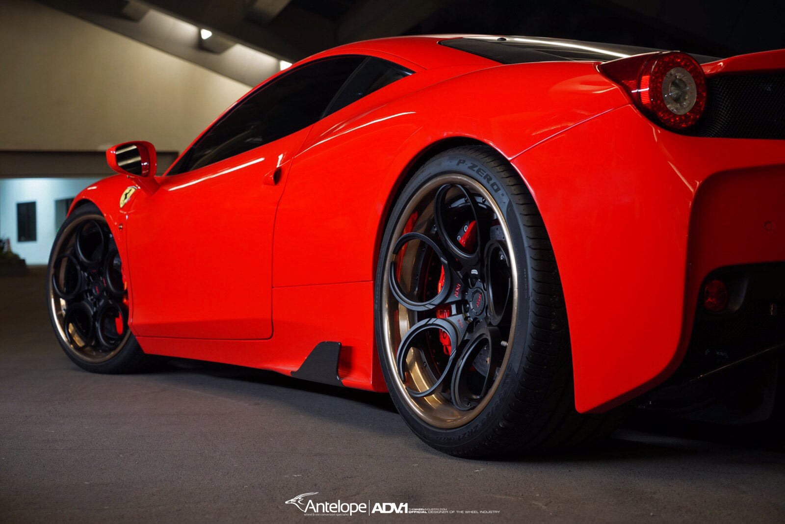 Custom ADV05C Wheels on Red Ferrari 458 - Photo by ADV.1