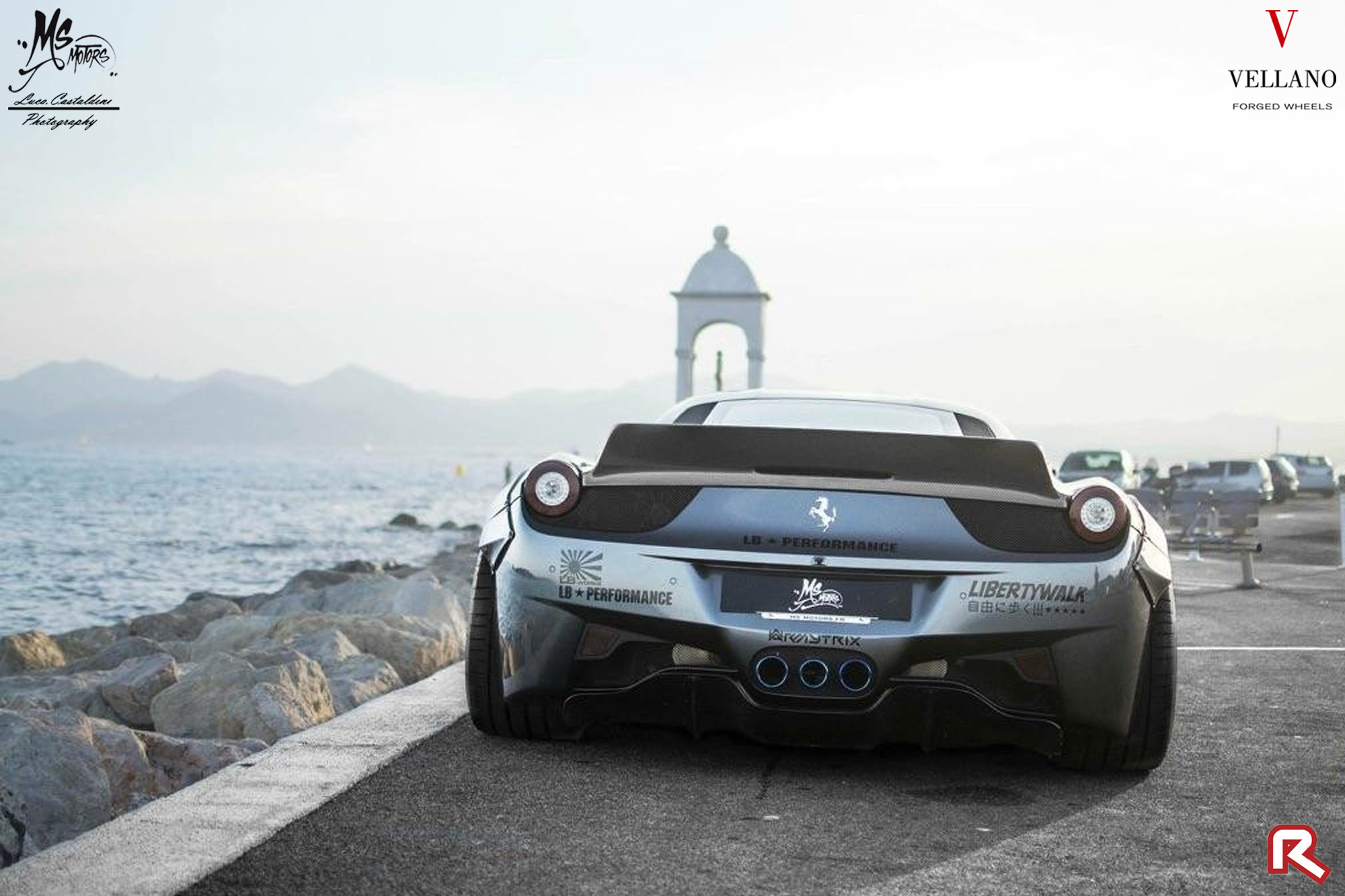 Black Ferrari 458 with Custom Rear Diffuser - Photo by Vellano