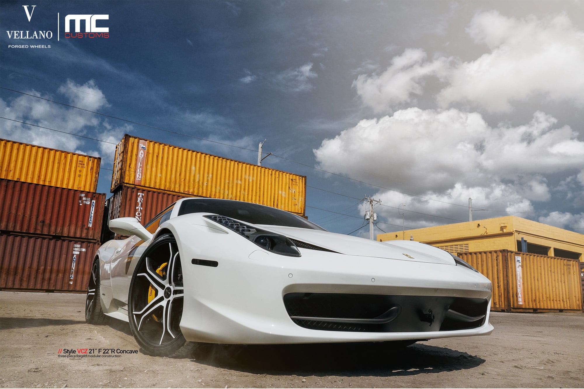 White Ferrari 458 with Custom Front Bumper - Photo by Vellano