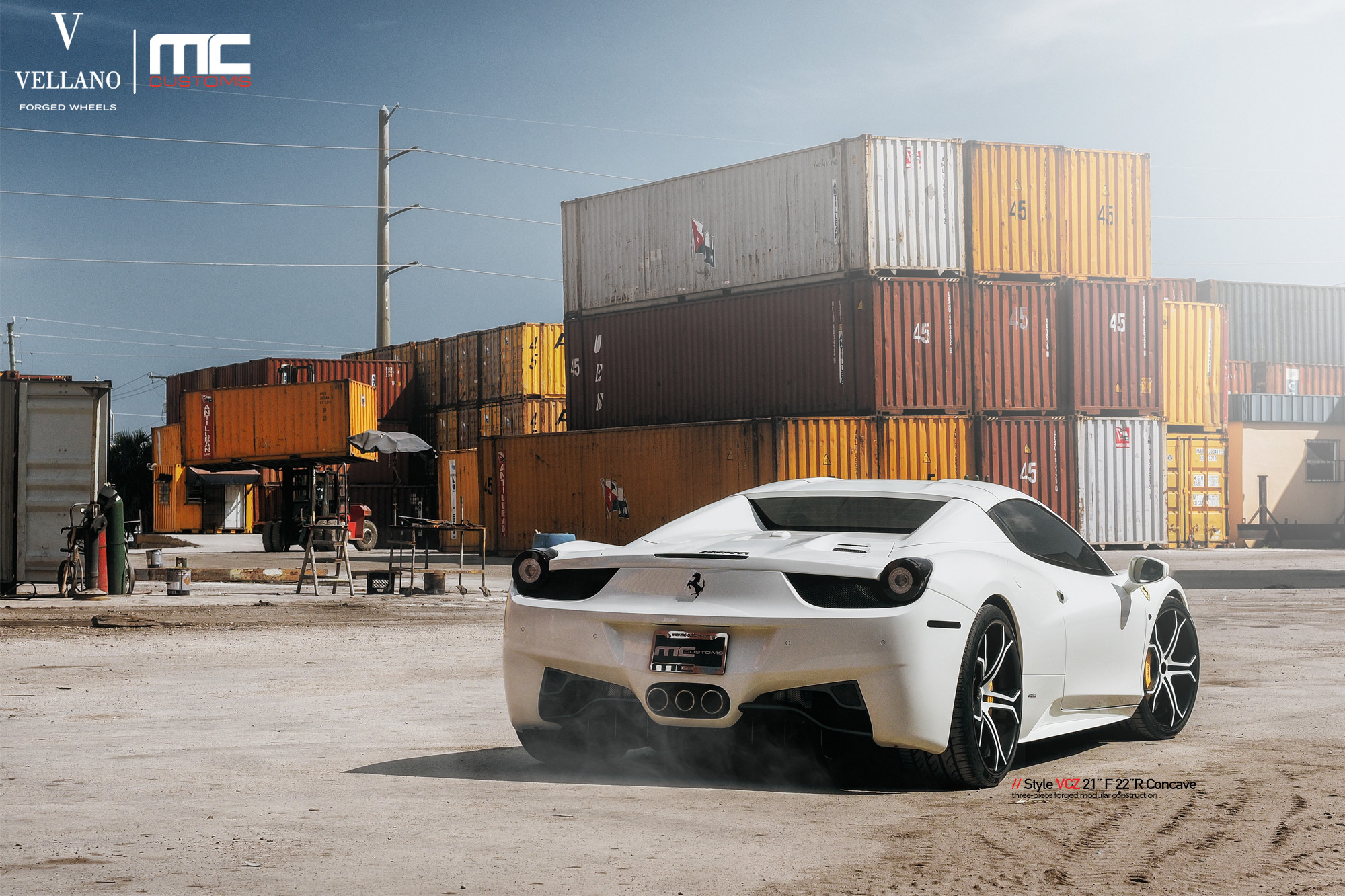 Dark Smoke Taillights on White Ferrari 458 - Photo by Vellano