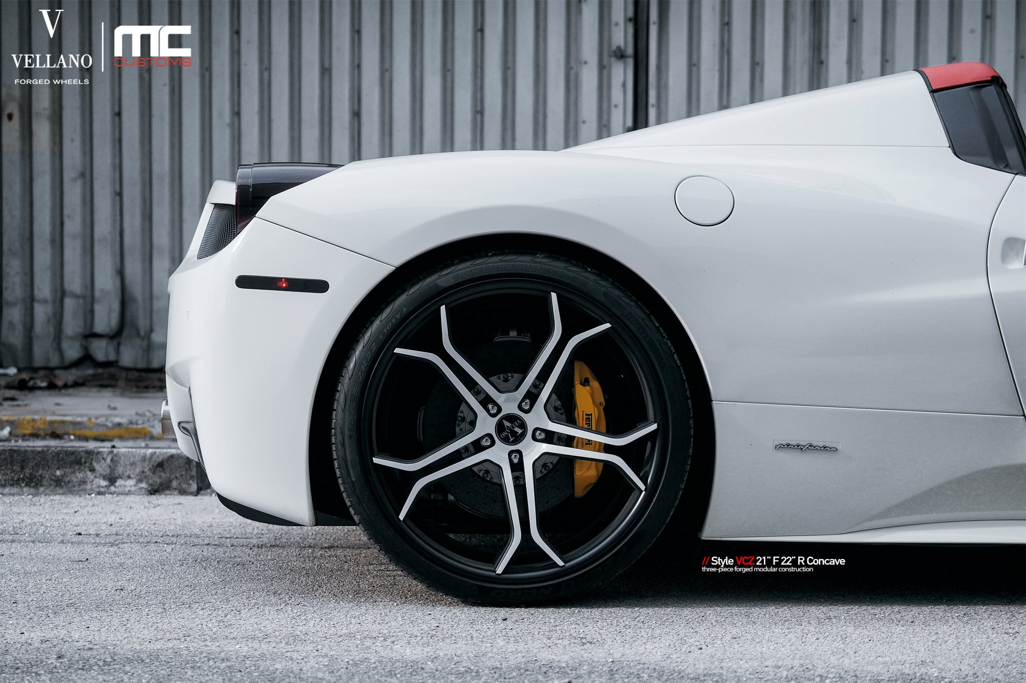 Vellano Forged Wheels on White Ferrari 458 - Photo by Vellano