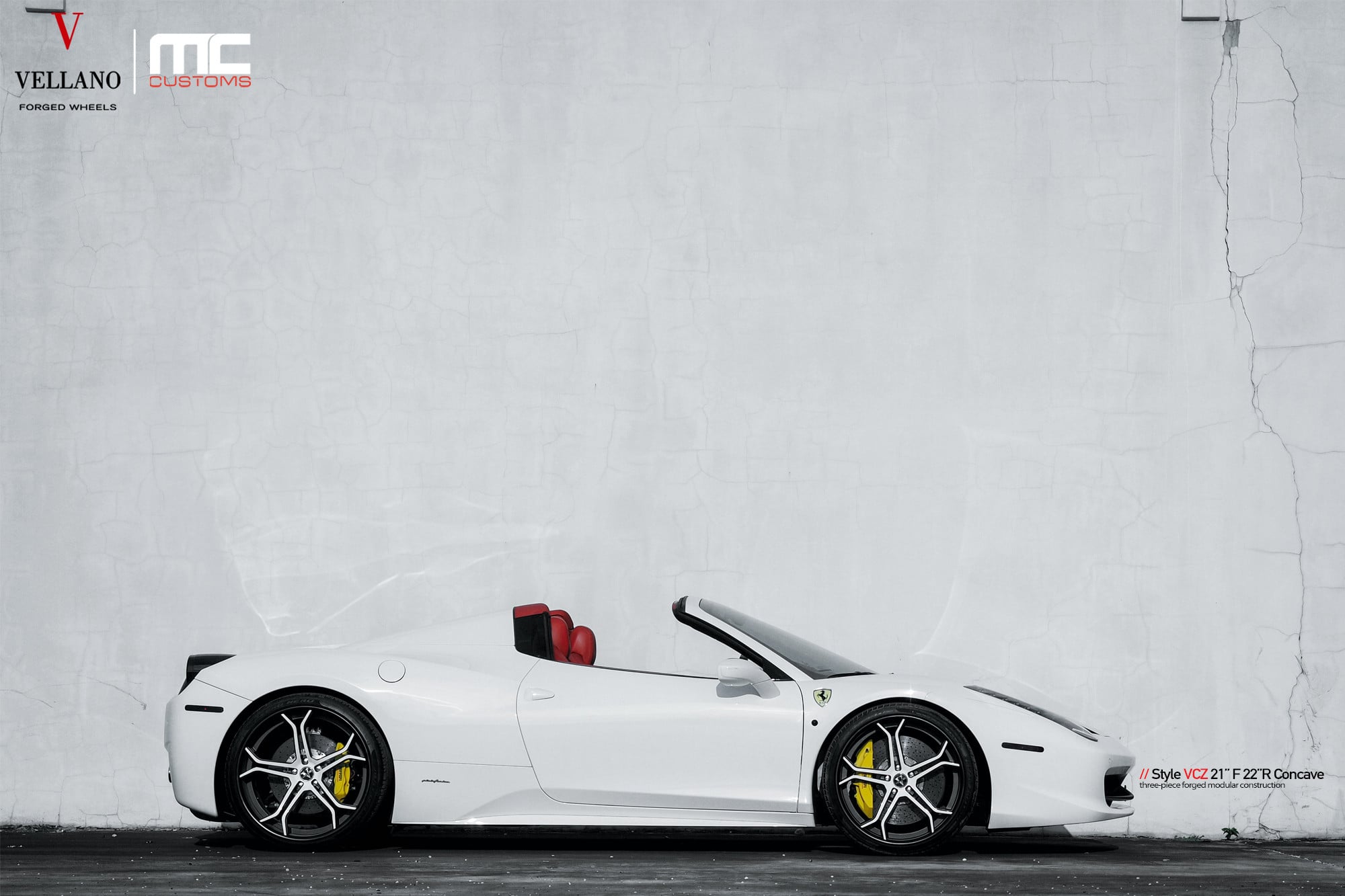 Vellano Rims with Yellow Brakes on Ferrari 458 - Photo by Vellano