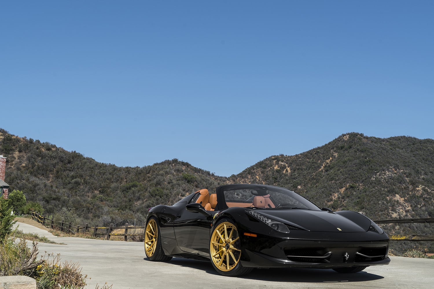 Black Convertible Ferrari 458 with Dark Smoke Headlights - Photo by Forgiato