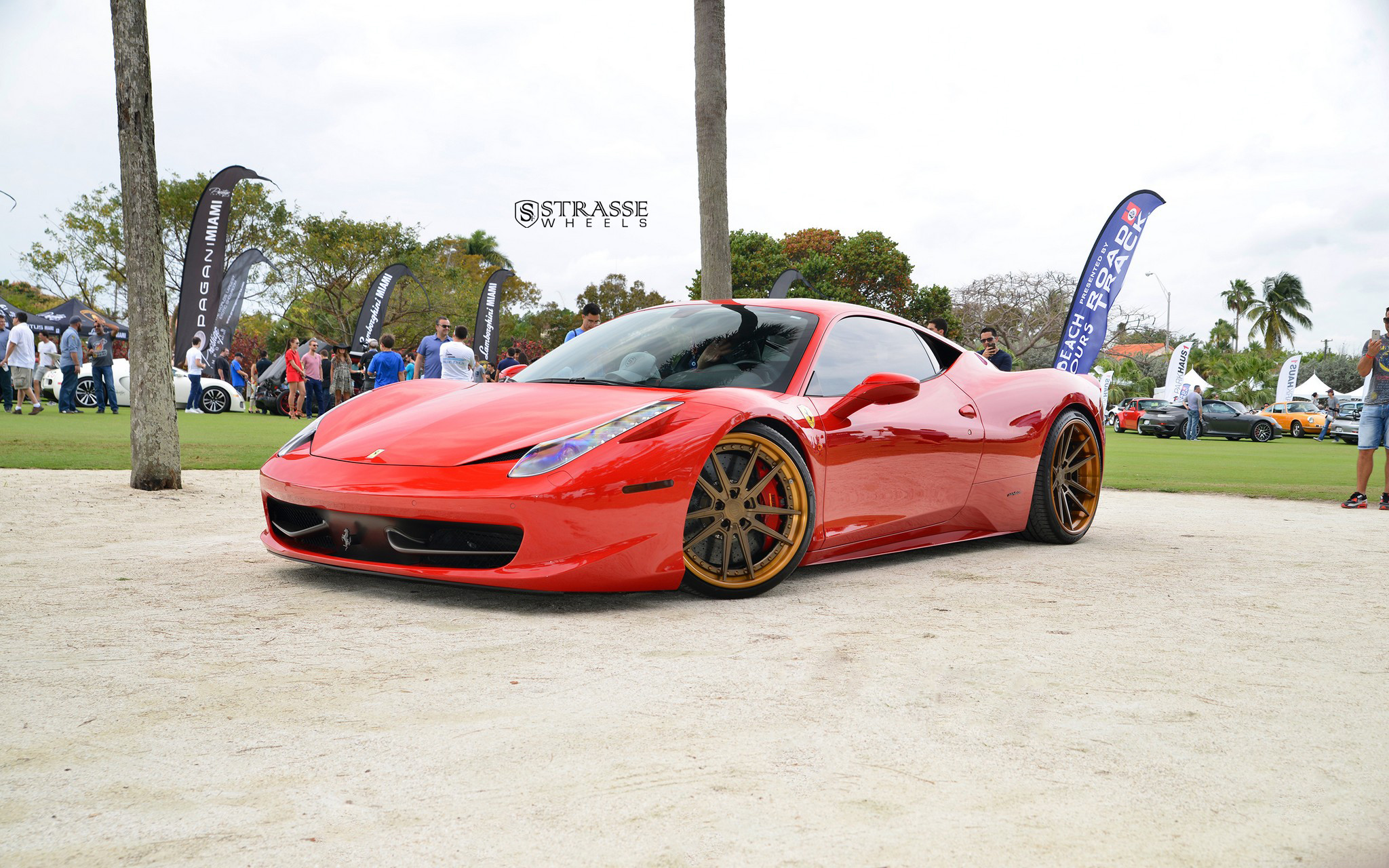 Red Ferrari 458 with Brushed Bronze Strasse Wheels - Photo by Strasse Forged