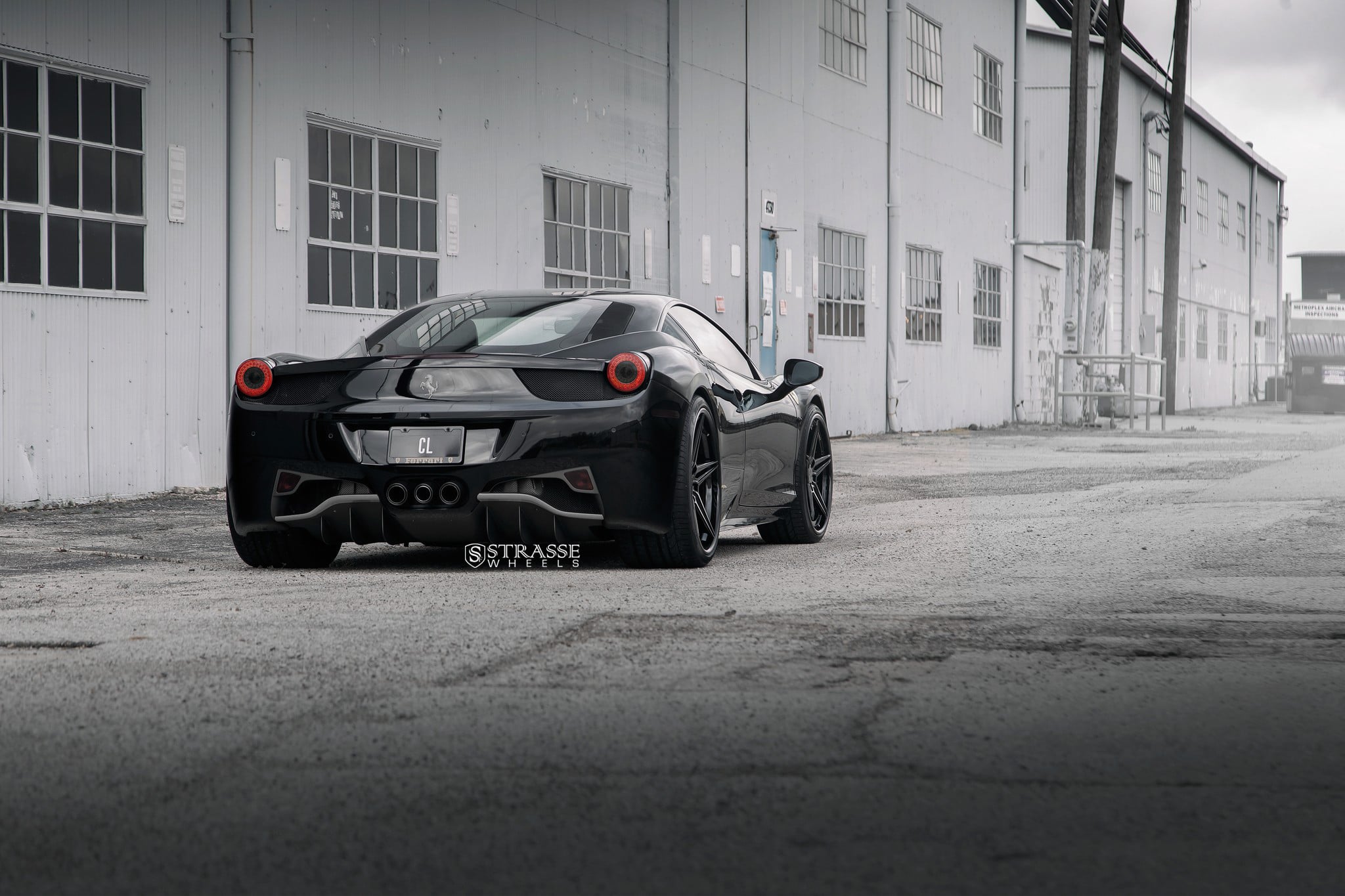Black Ferrari 458 with Custom Rear Diffuser - Photo by Strasse Forged