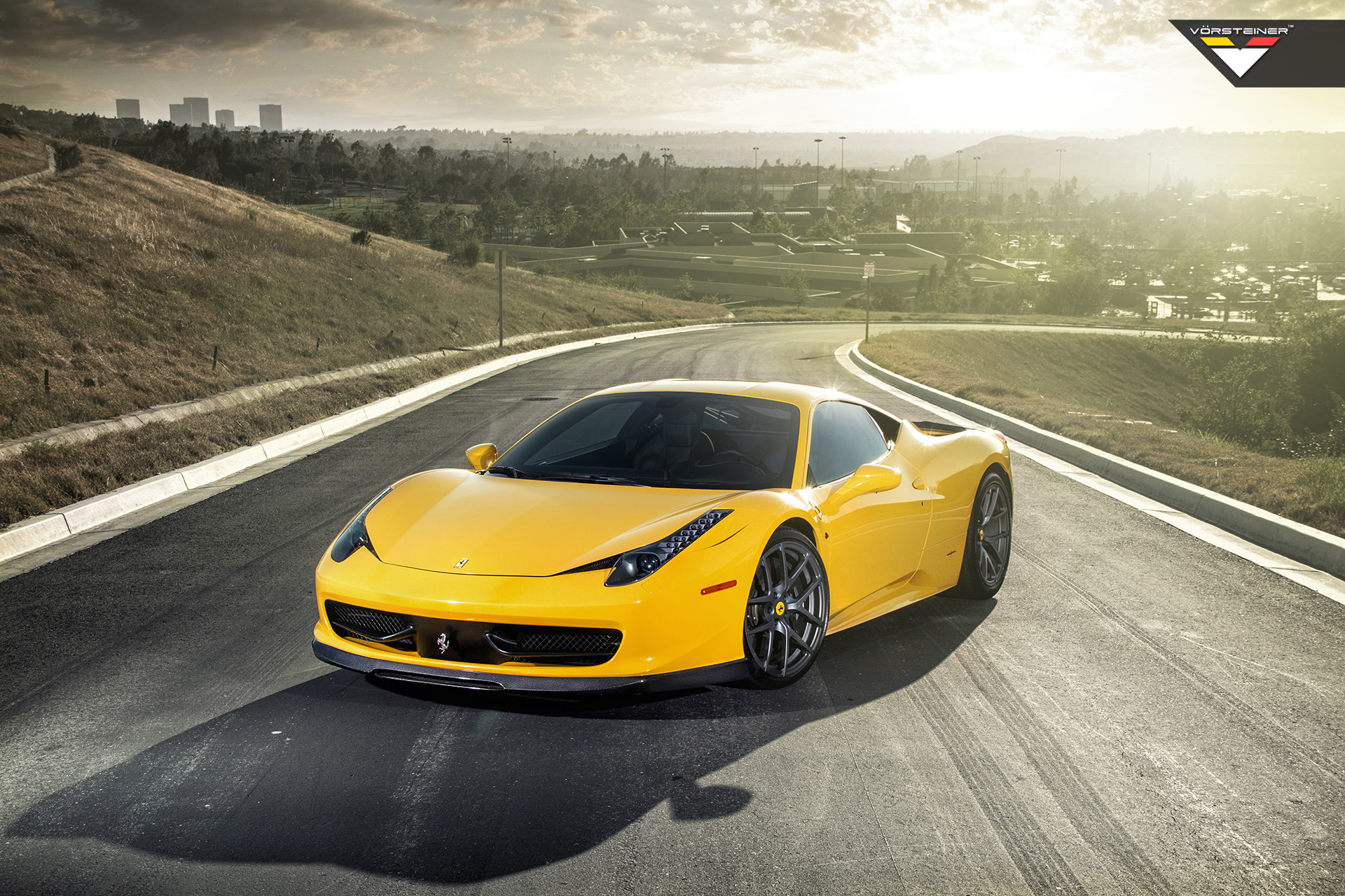 Yellow Ferrari 458 with Carbon Fiber Front Lip - Photo by Vorstiner
