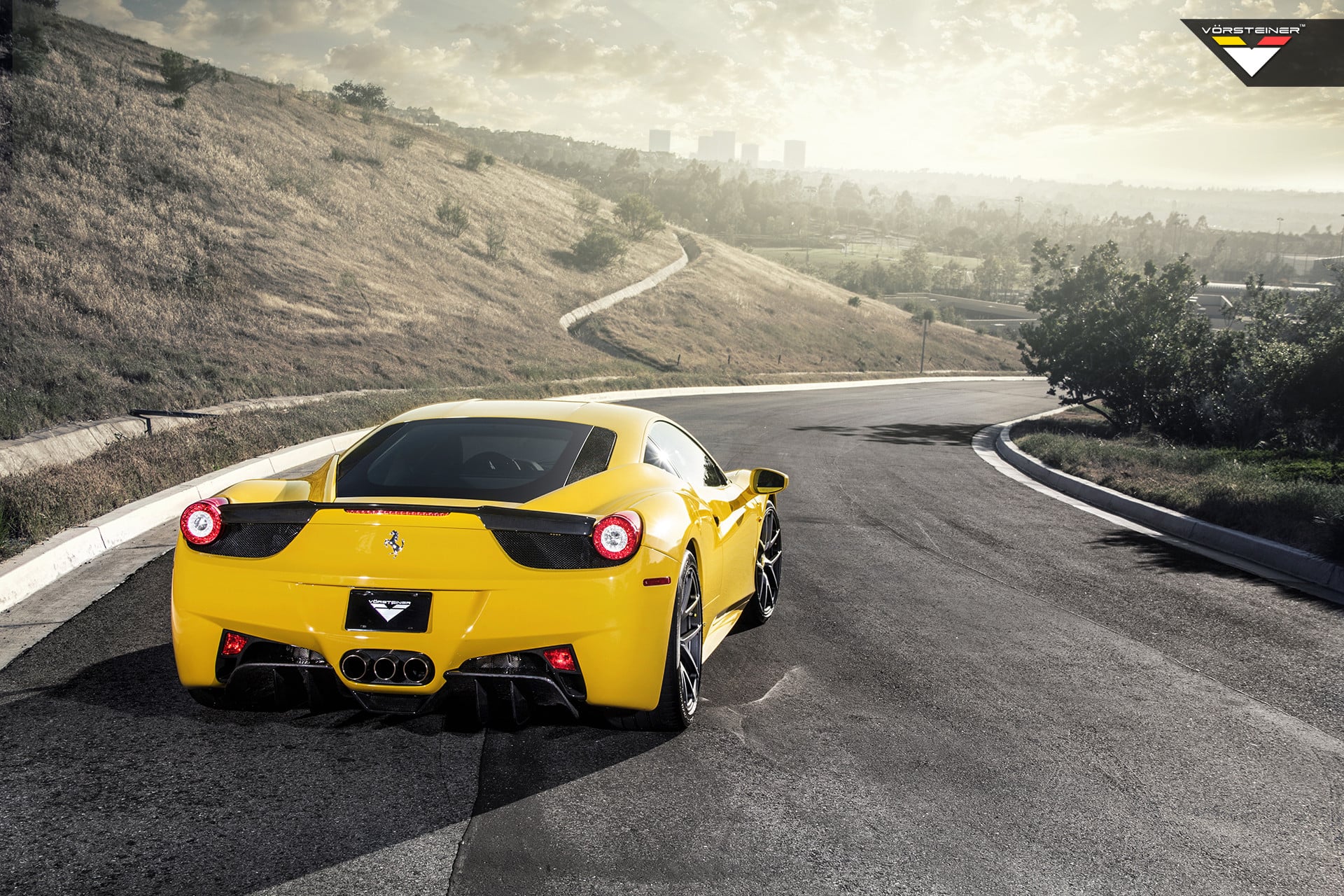 Aftermarket Rear Spoiler on Yellow Ferrari 458 - Photo by Vorstiner