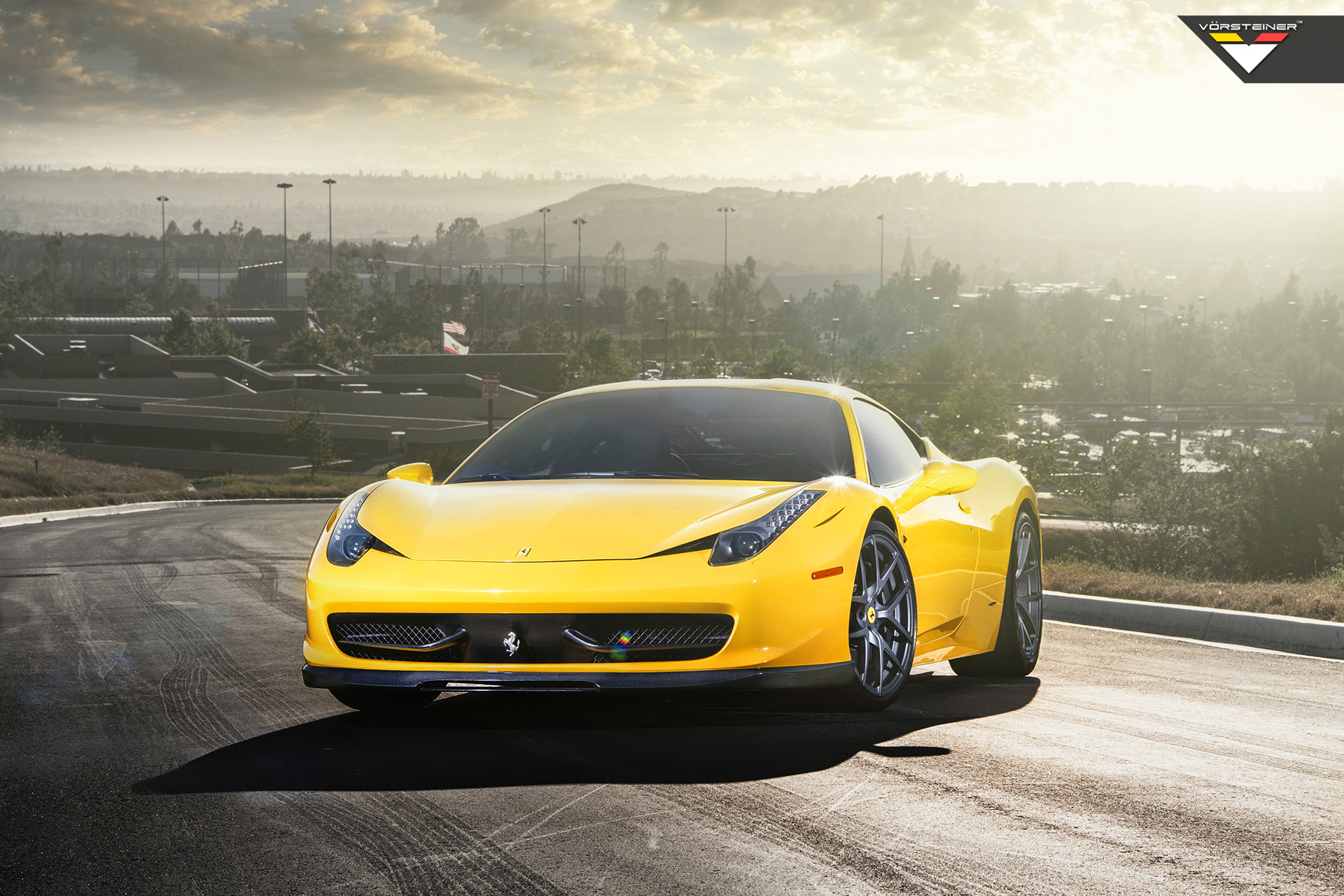 Dark Smoke LED Headlights on Yellow Ferrari 458 - Photo by Vorstiner