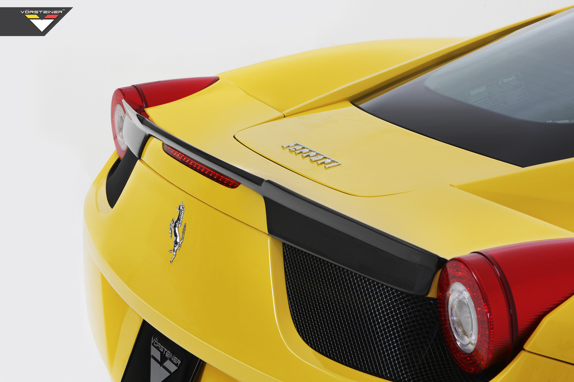 Custom Yellow Ferrari 458 Carbon Fiber Rear Spoiler - Photo by Vorstiner