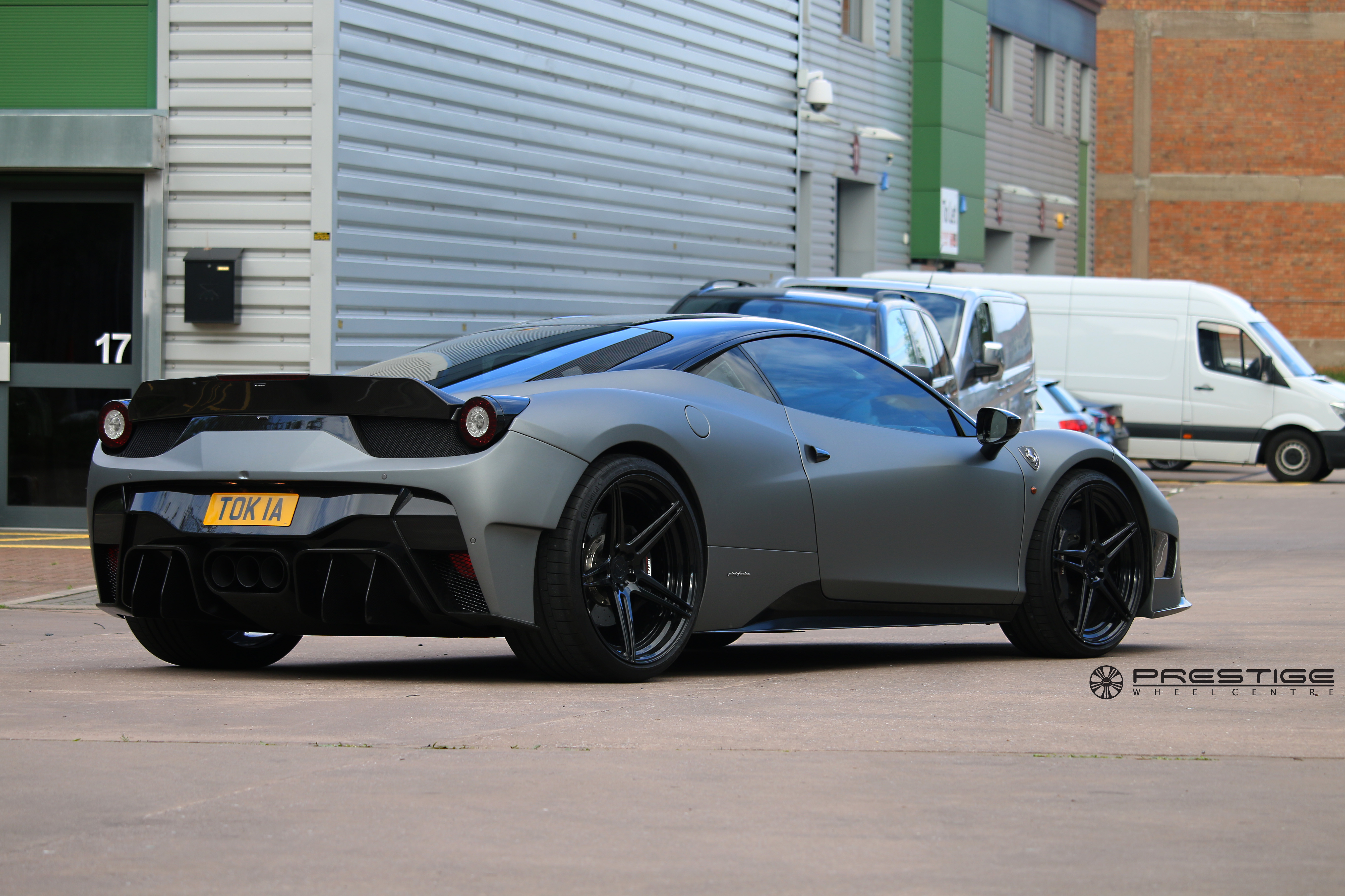 Carbon Fiber Rear Diffuser on Gray Matte Ferrari 458 - Photo by Vorstiner