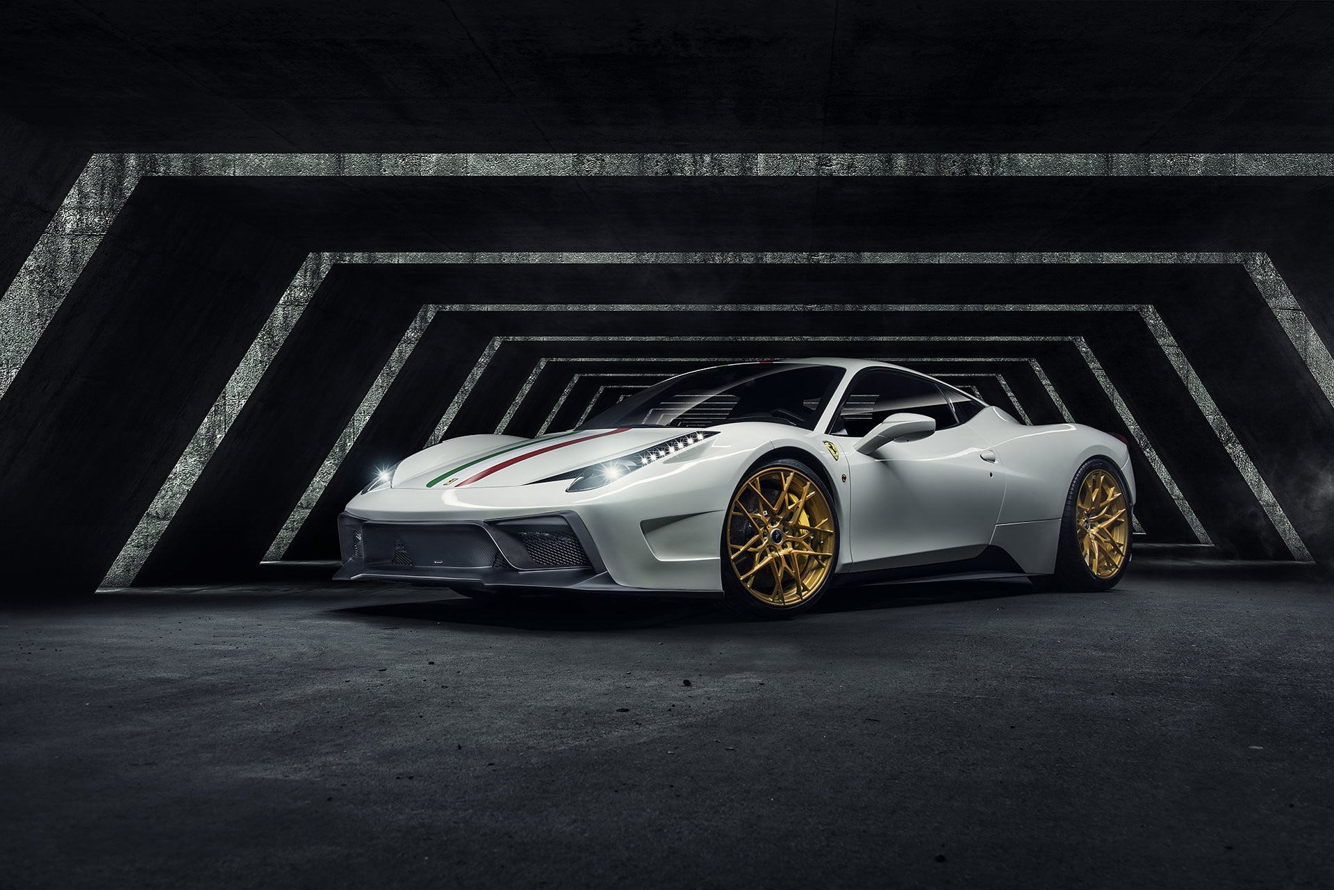 Crystal Clear LED Headlights on White Ferrari 458 - Photo by Vorstiner
