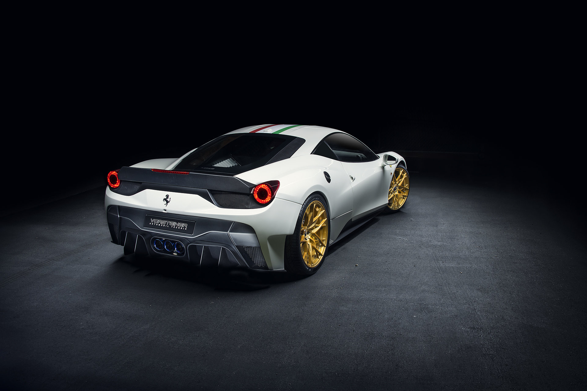 Carbon Fiber Side Skirts on White Ferrari 458 - Photo by Vorstiner