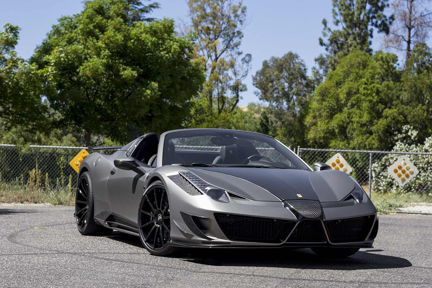 Custom Gray Ferrari 458 with Carbon Fiber Accents - Photo by Forgiato