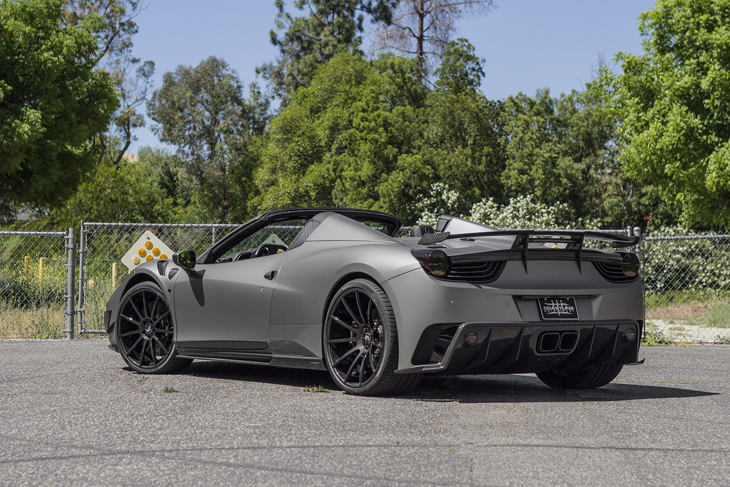 Carbon Fiber Rear Spoiler on Gray Ferrari 458 - Photo by Forgiato