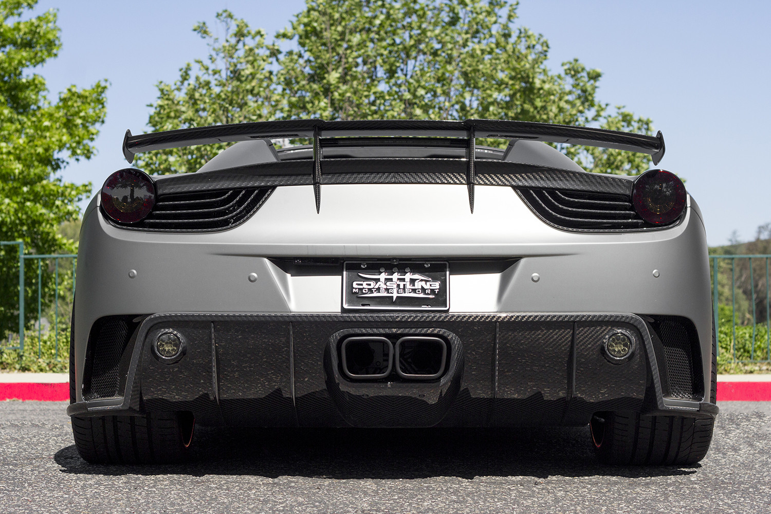 Gray Ferrari 458 with Carbon Fiber Rear Diffuser - Photo by Forgiato