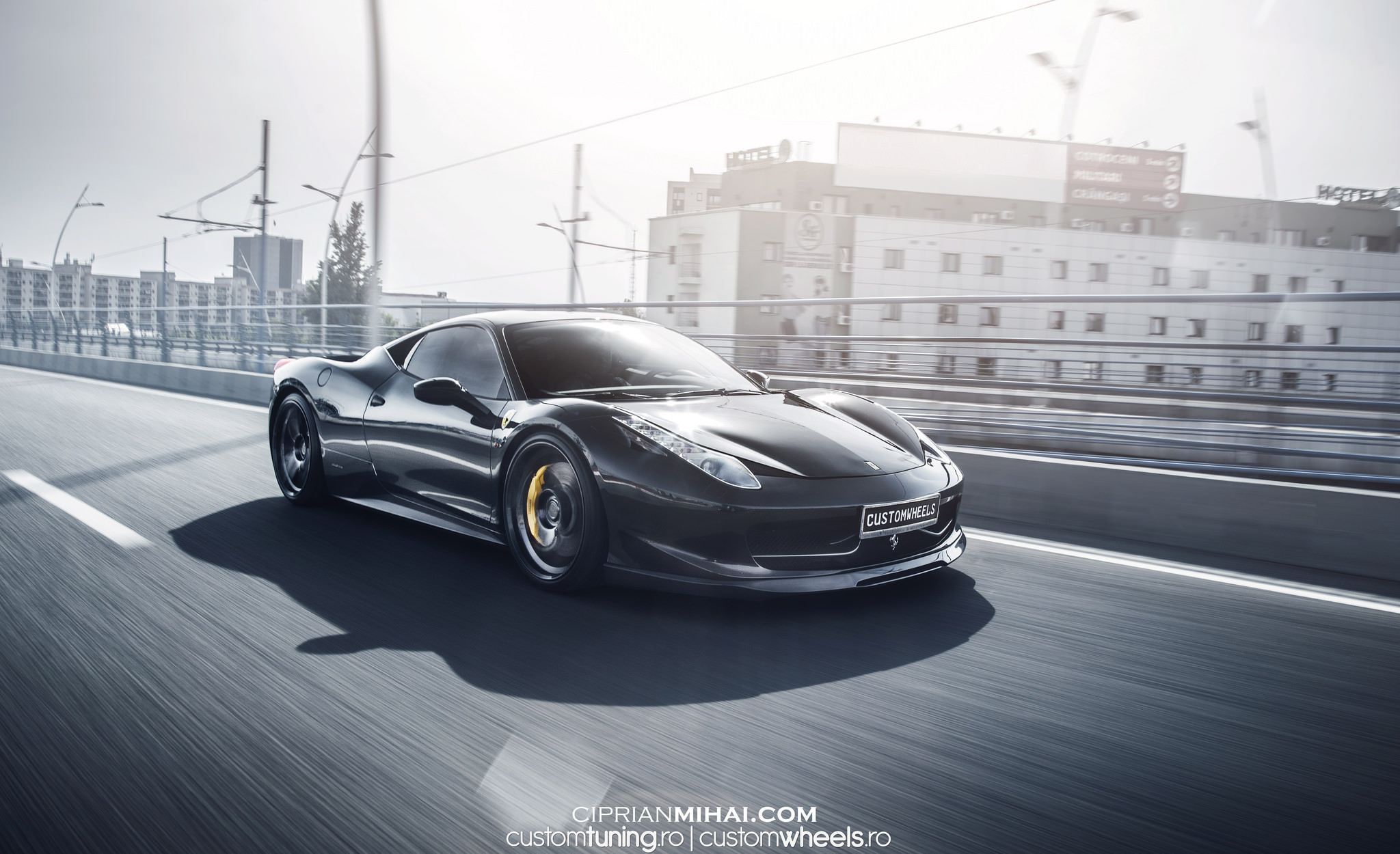 Aftermarket Front Bumper on Black Ferrari 458 - Photo by Ciprian Mihai