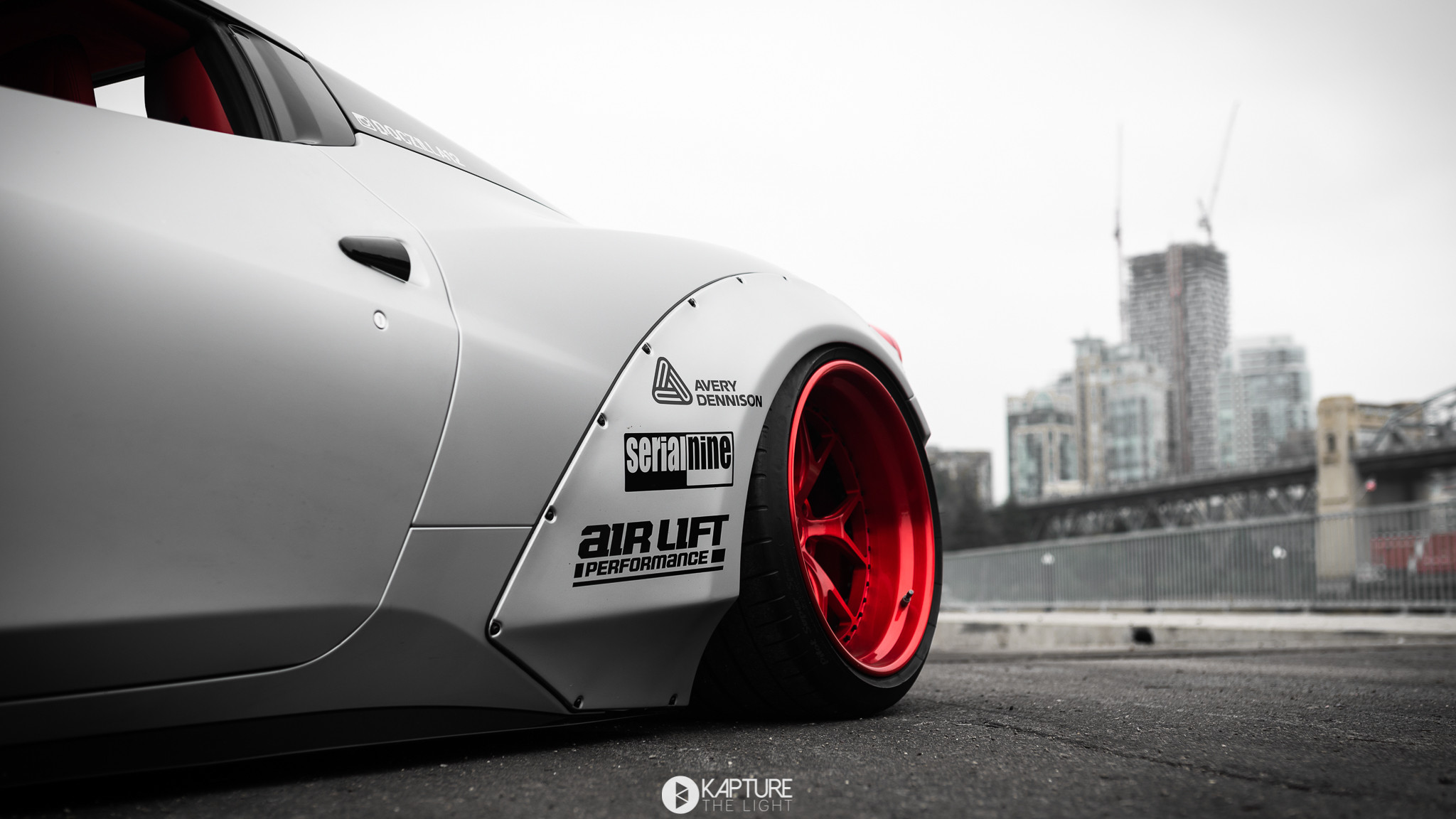 Liberty Walk Fender Flares on White Ferrari 458 - Photo by Kelen Loewen