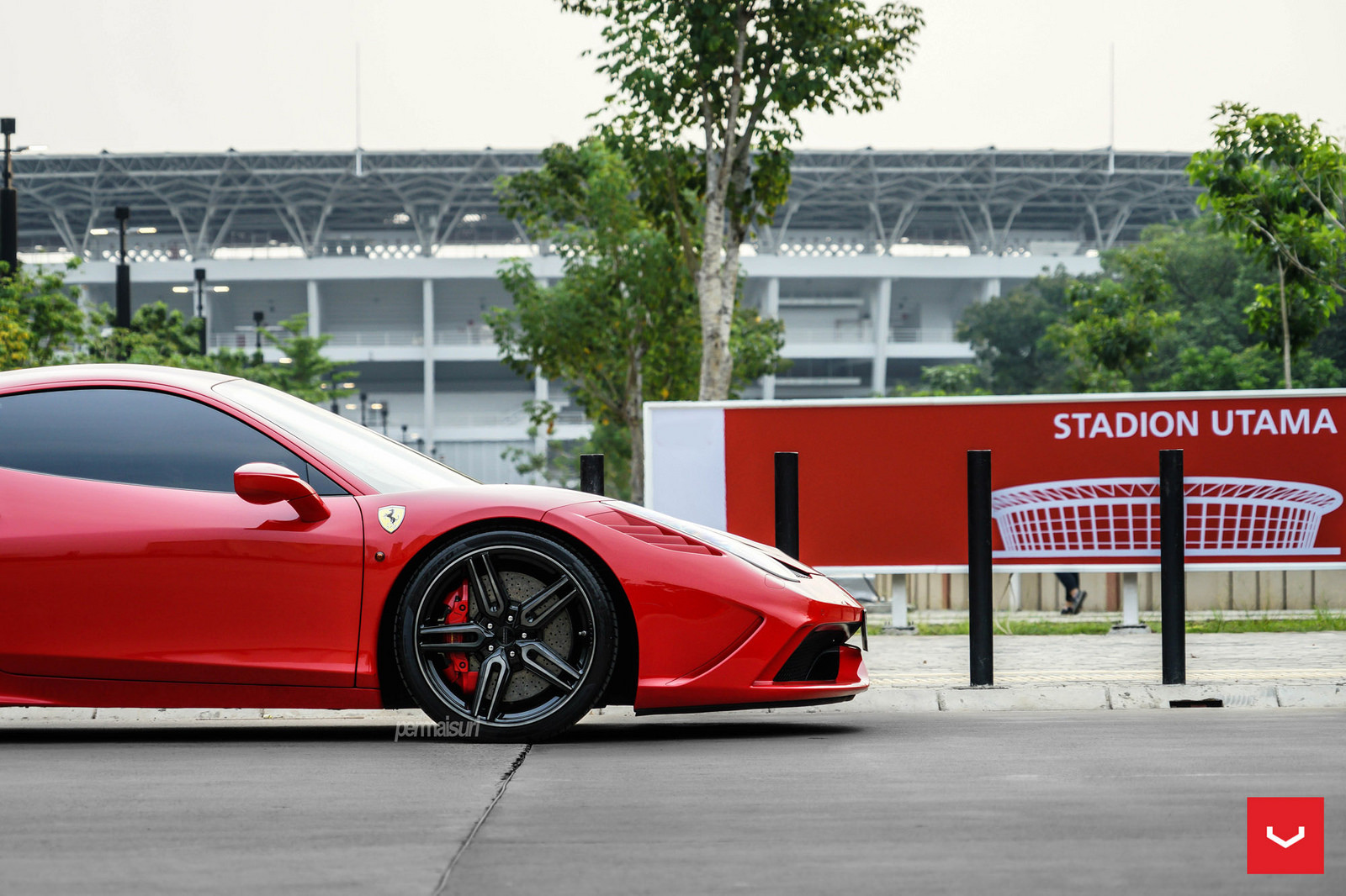 Red Ferrari 458 with Custom Vossen Wheels - Photo by Vossen