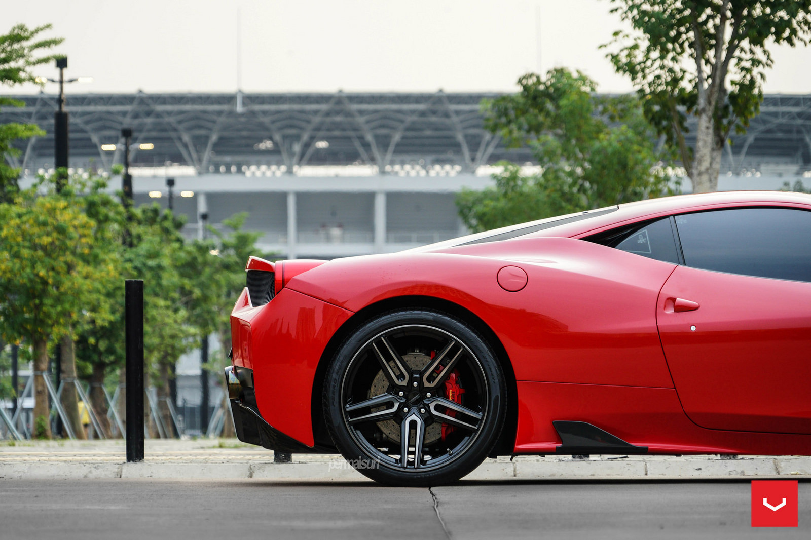 Red Ferrari 458 on Hybrid Forged Vossen Rims - Photo by Vossen