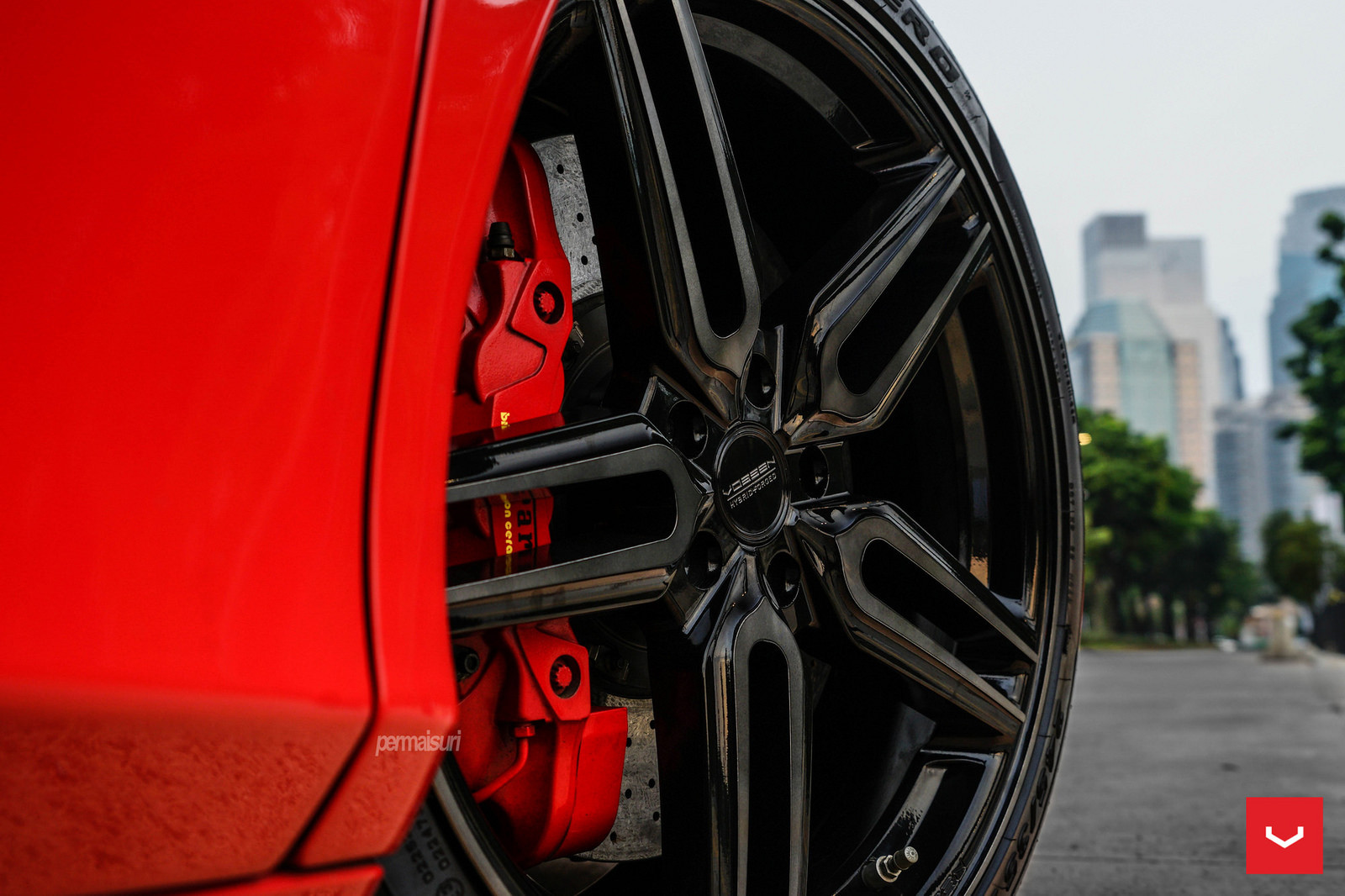 Custom Red Ferrari 458 on Forged Vossen Rims - Photo by Vossen