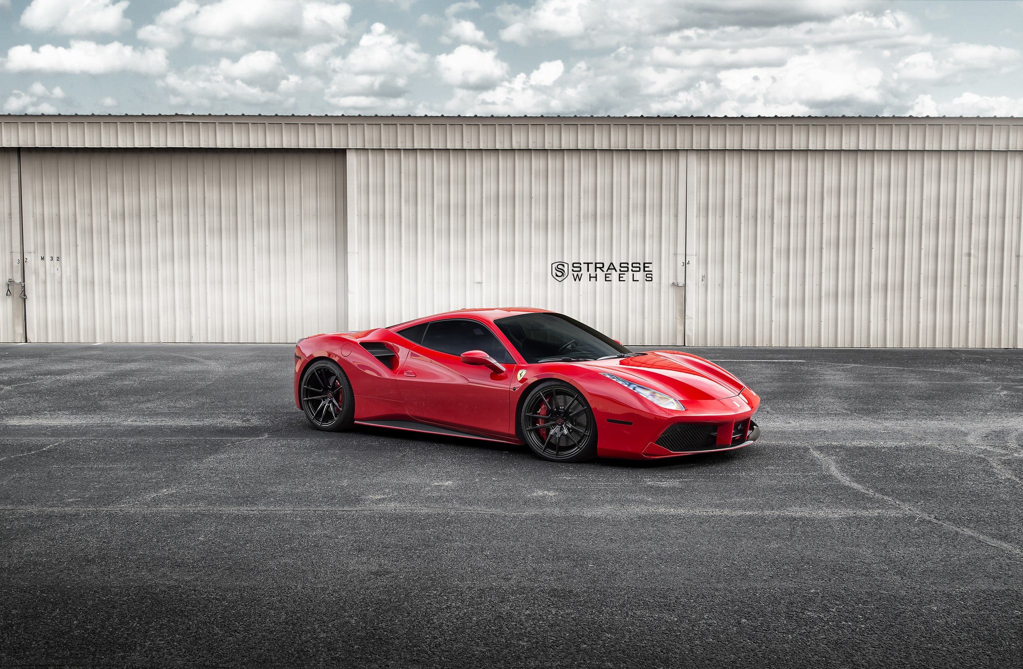 Custom Red Ferrari 488 Side Scoops - Photo by Strasse Forged
