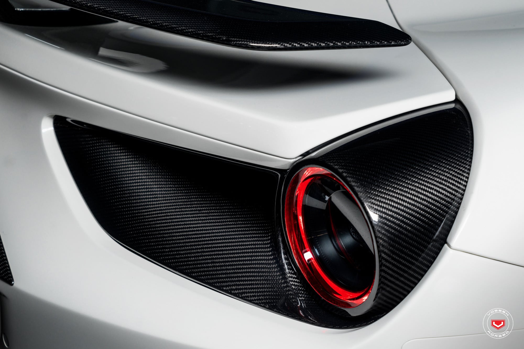 Custom Red Taillights on White Ferrari 488 - Photo by Vossen