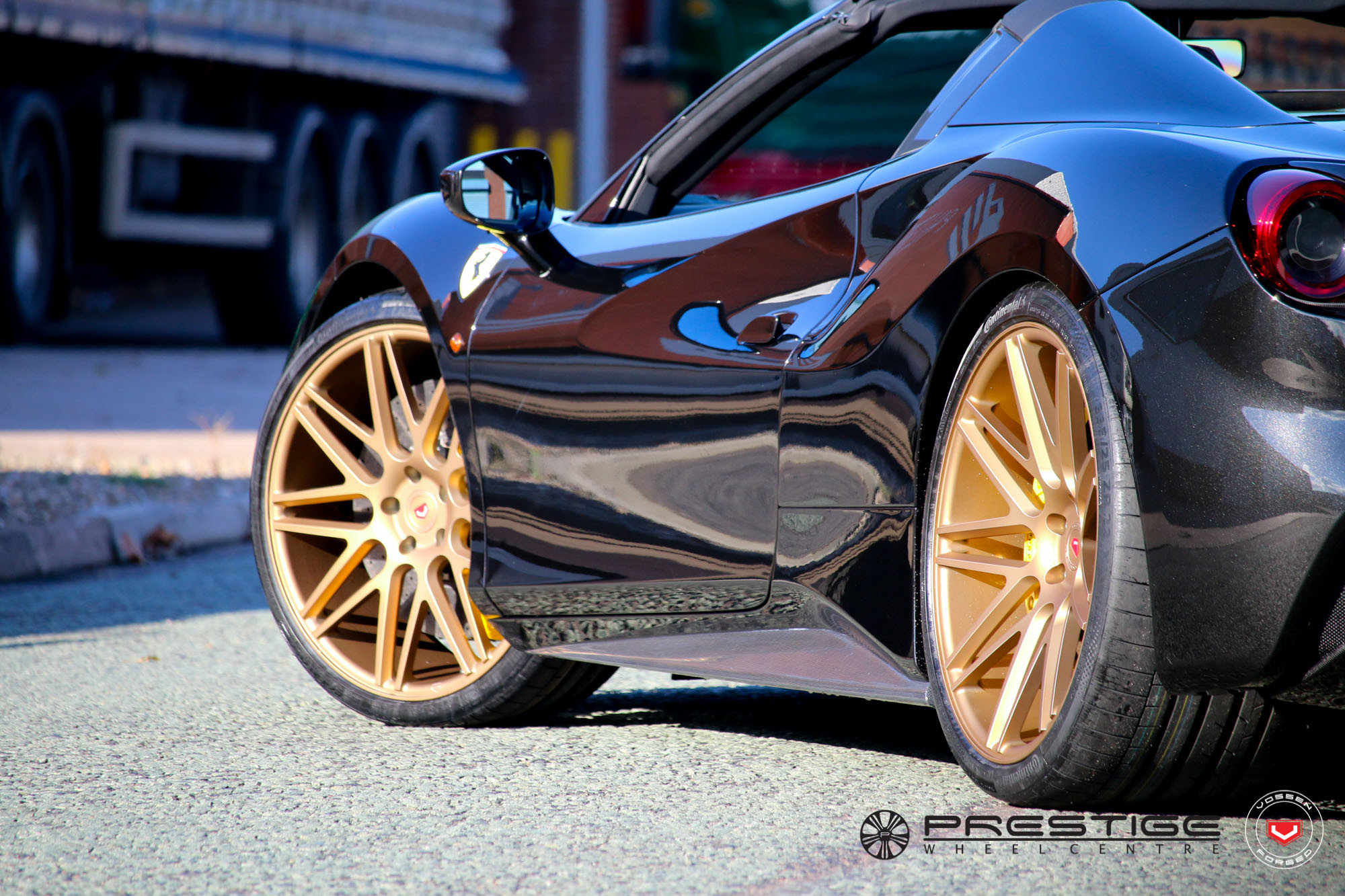 Gold VPS Vossen Wheels on Black Ferrari 488 - Photo by Vossen