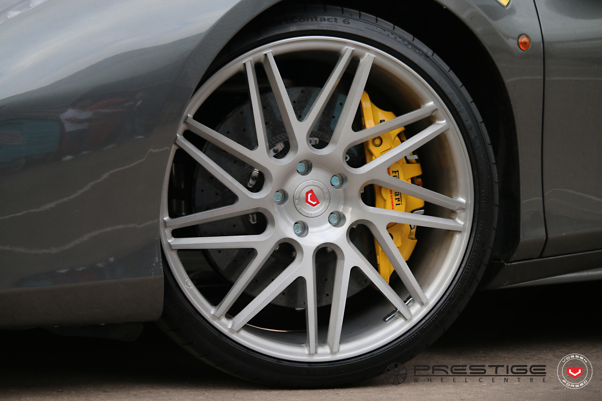 Vossen Forged Rims with Yellow Brakes on Ferrari 488 - Photo by Vossen