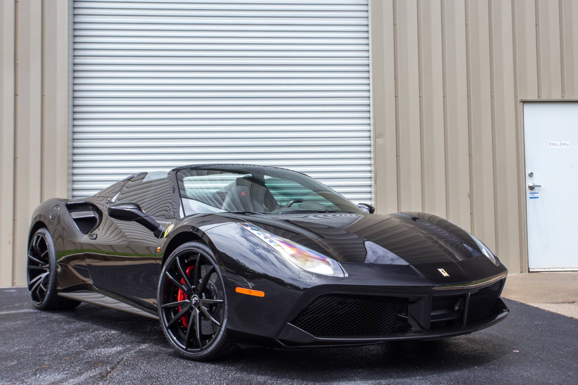 Aftermarket LED Headlights on Black Ferrari 488 - Photo by Forgiato