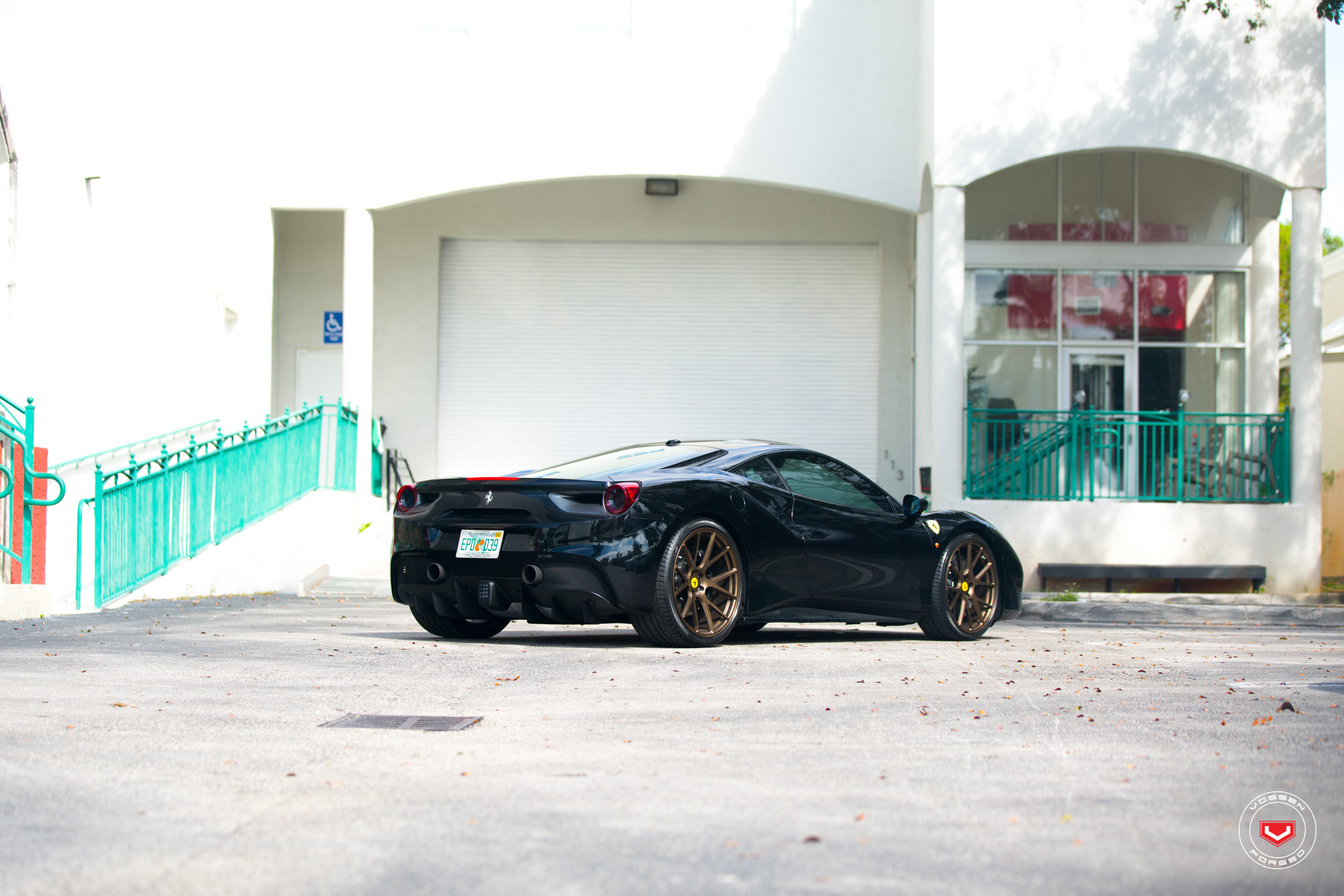 Bronze Vossen Whels on Black Ferrari 488 - Photo by Vossen