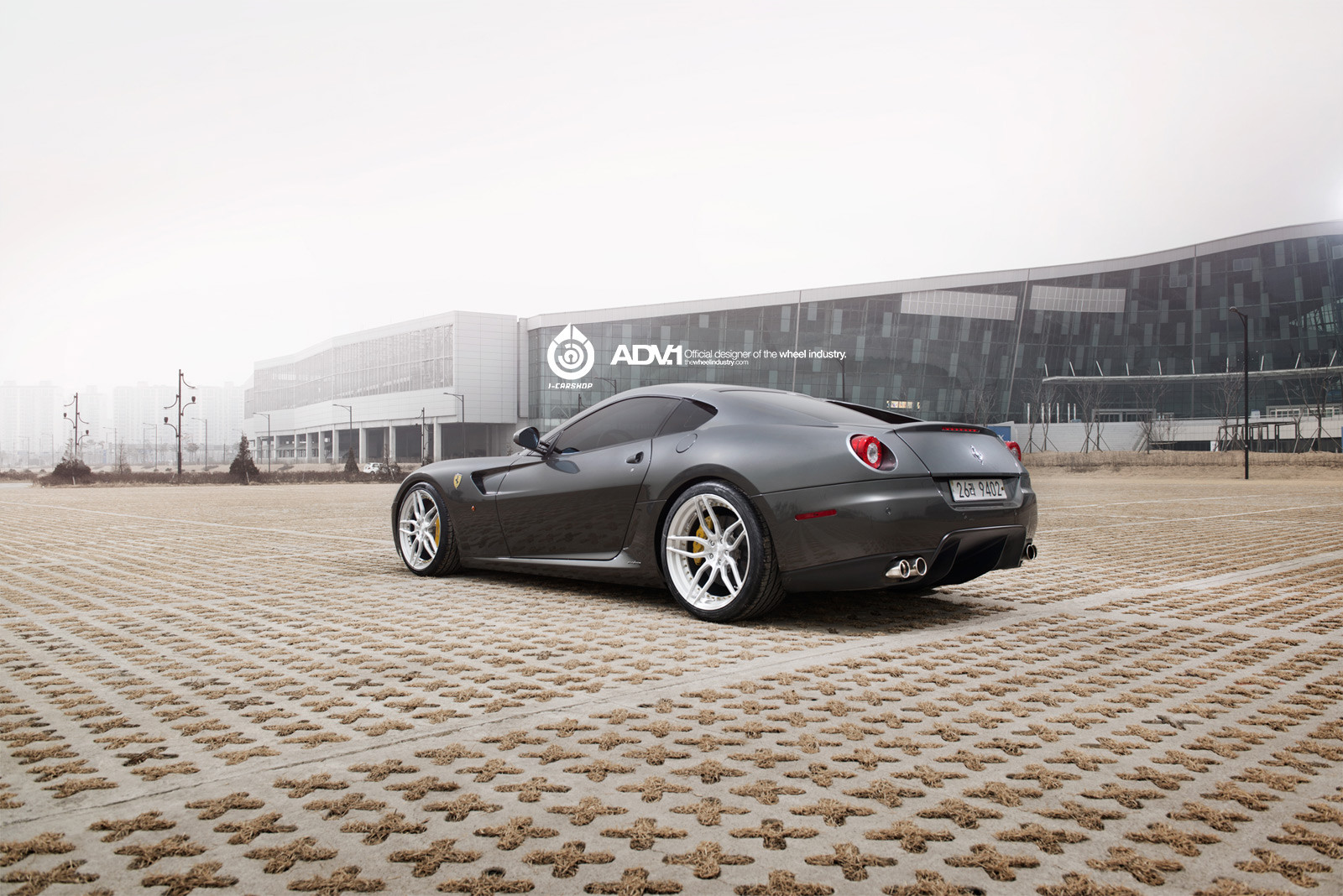 Matte Gray Ferrari 599 Looking Gorgeous on White ADV1 Rims | CARiD.com ...