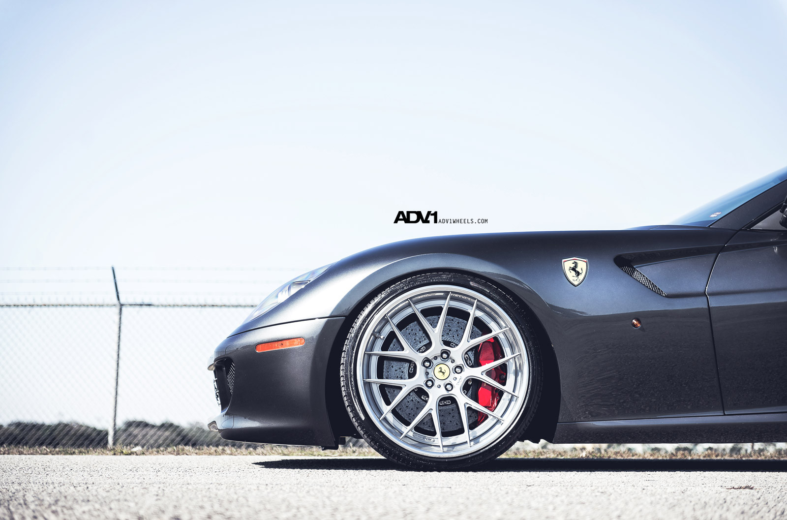 Gray Ferrari 599 with Polished Silver ADV7 Wheels - Photo by ADV.1