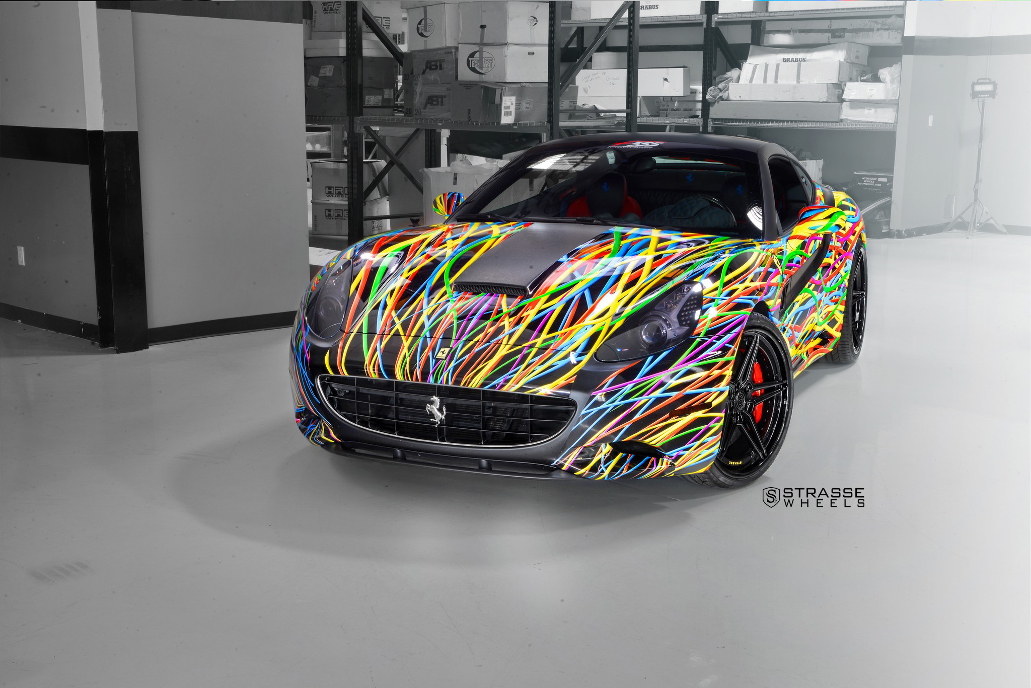 Custom Painted Ferrari California with Dark Smoke Headlights - Photo by Strasse Forged