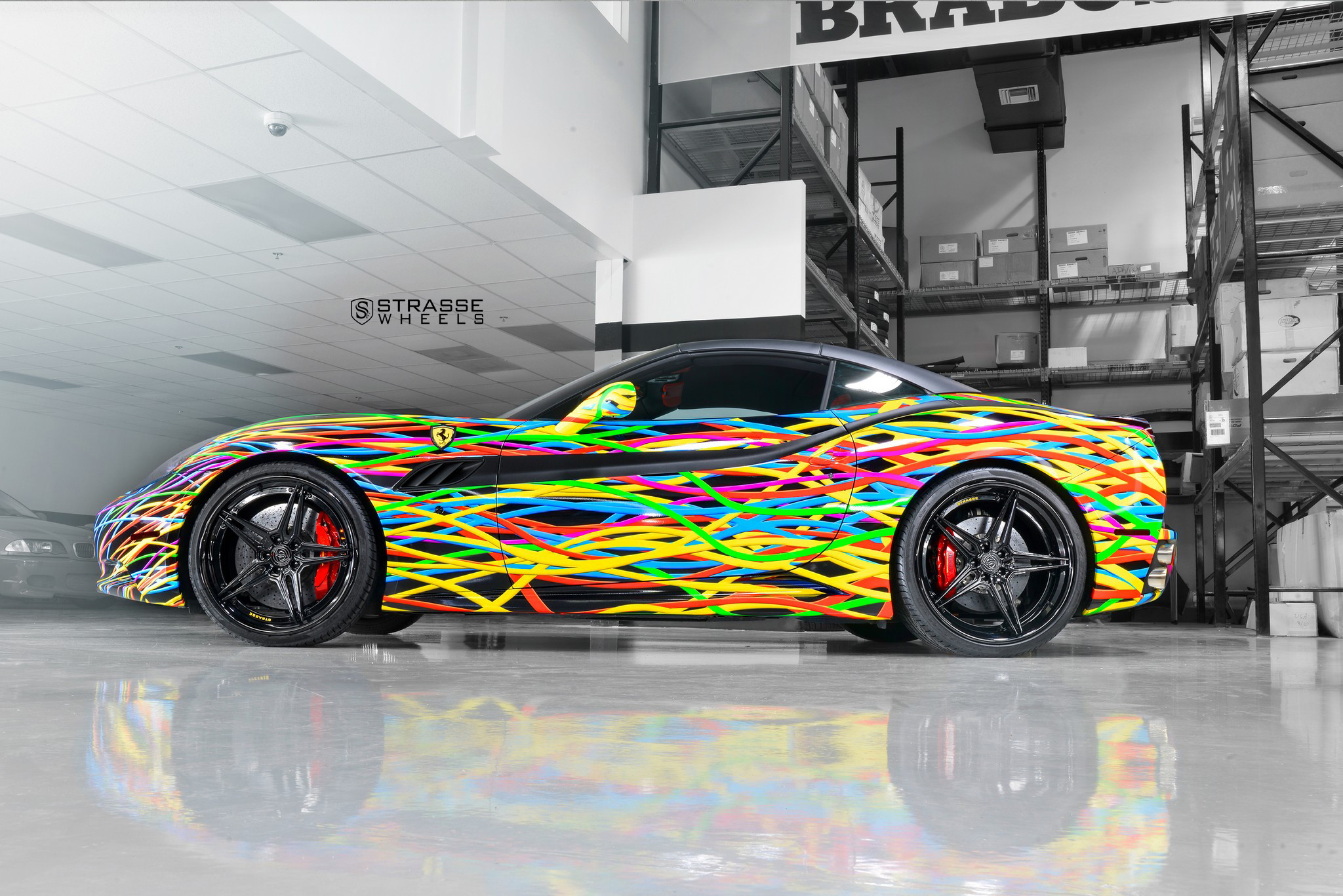 Custom Ferrari California with Gloss Black Strasse Rims - Photo by Strasse Forged