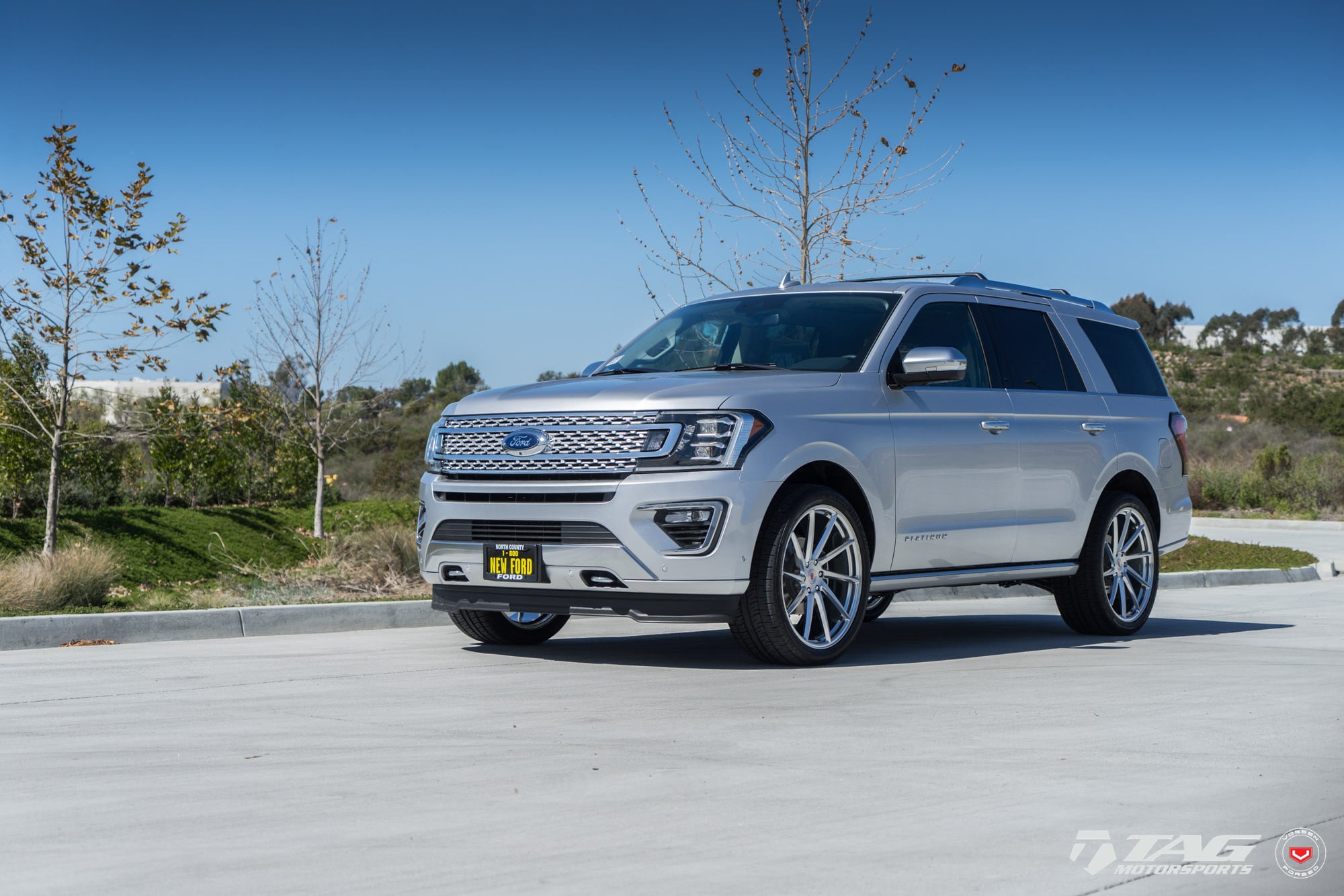 Silver Ford Expedition with Custom Running Boards - Photo by Vossen