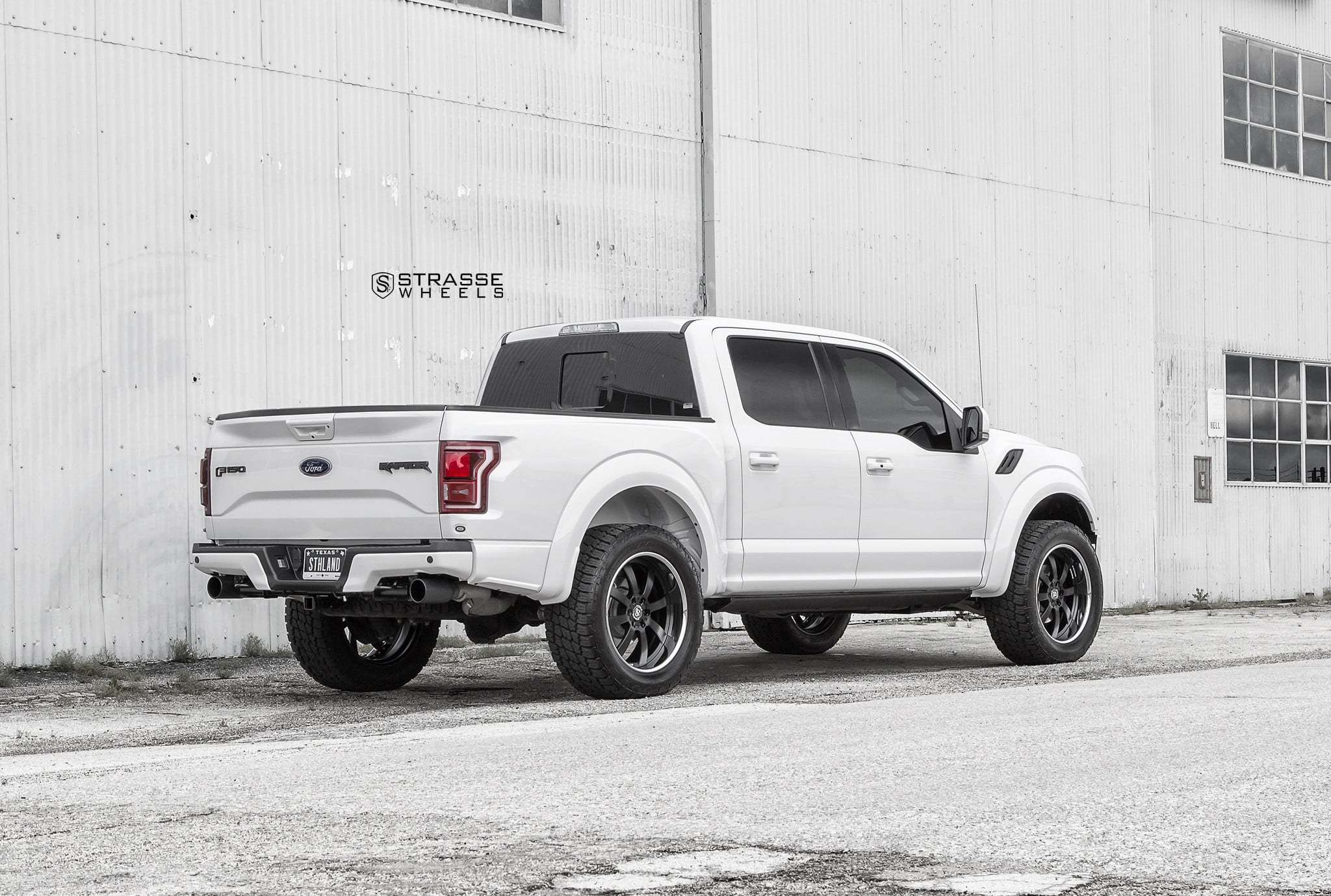 White Ford F-150 with Custom Rear Bumper - Photo by Strasse Forged