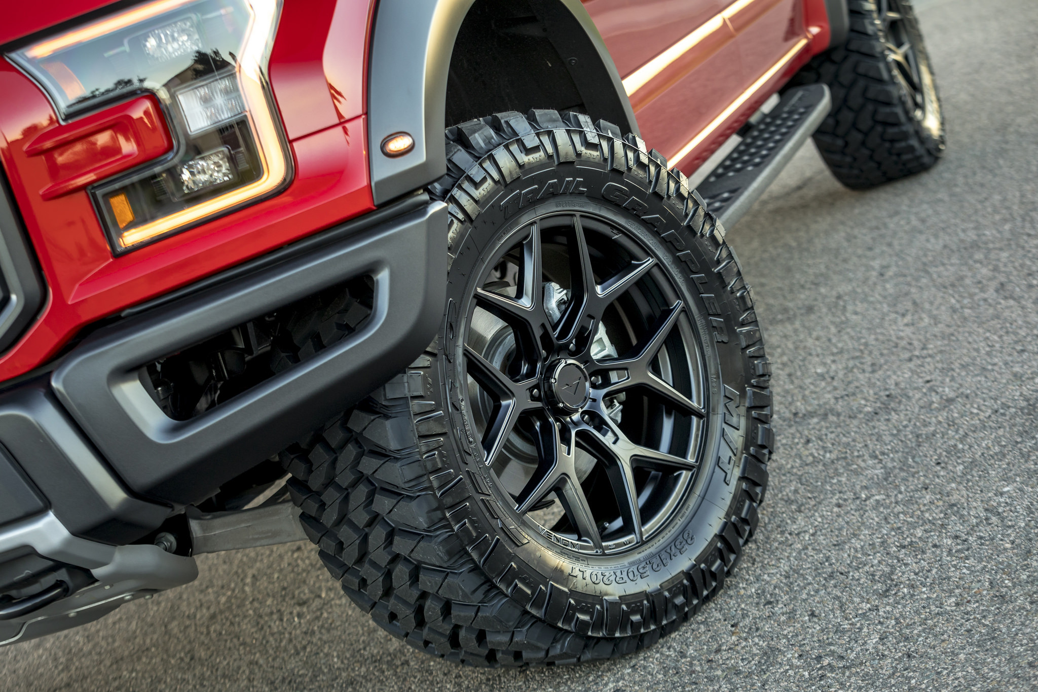 Red Ford F-150 with Matte Black Vorsteiner Wheels - Photo by Vorsteiner