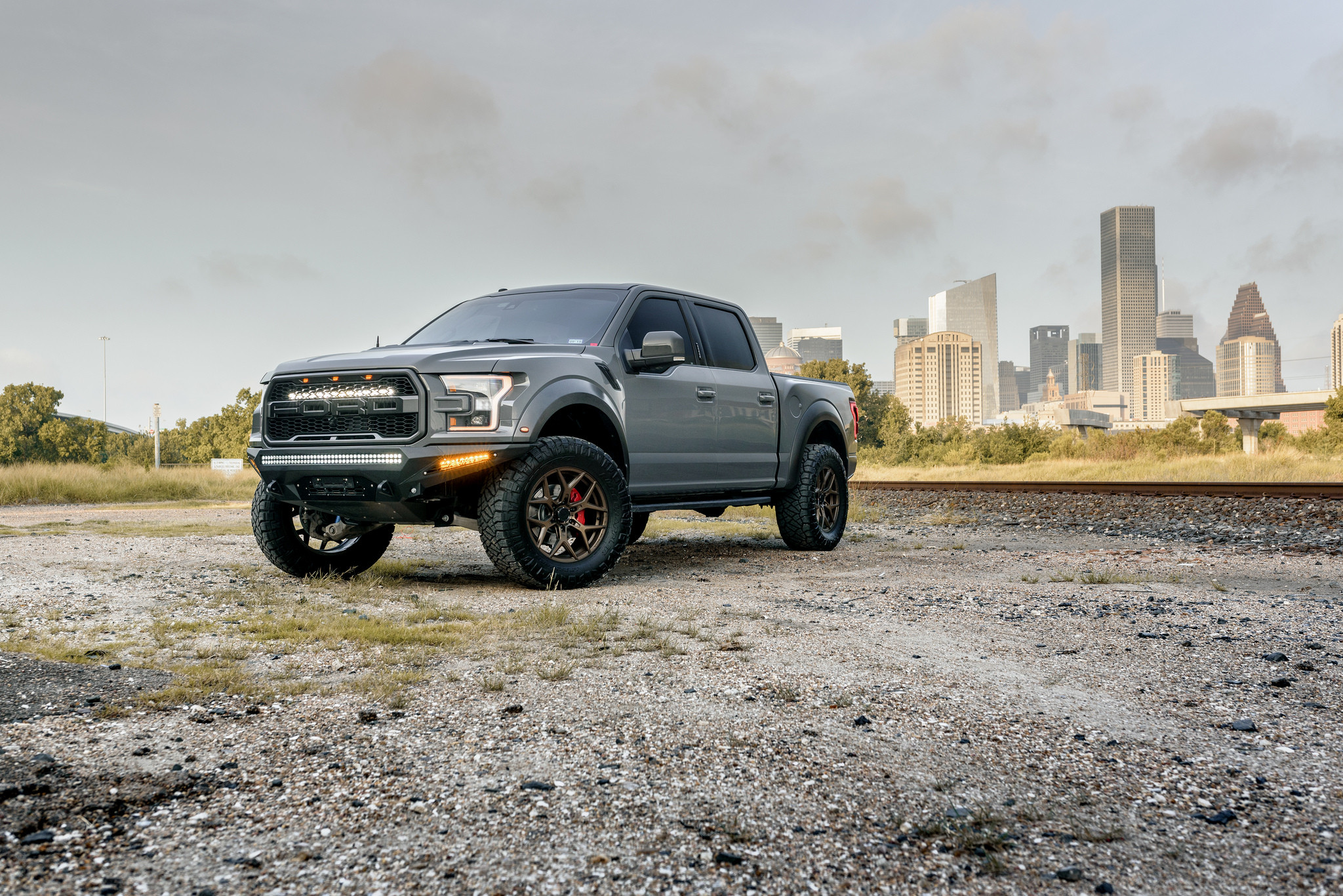 Front Bumper with LED Light Bars on Gray Ford F-150 - Photo by Venom Rex