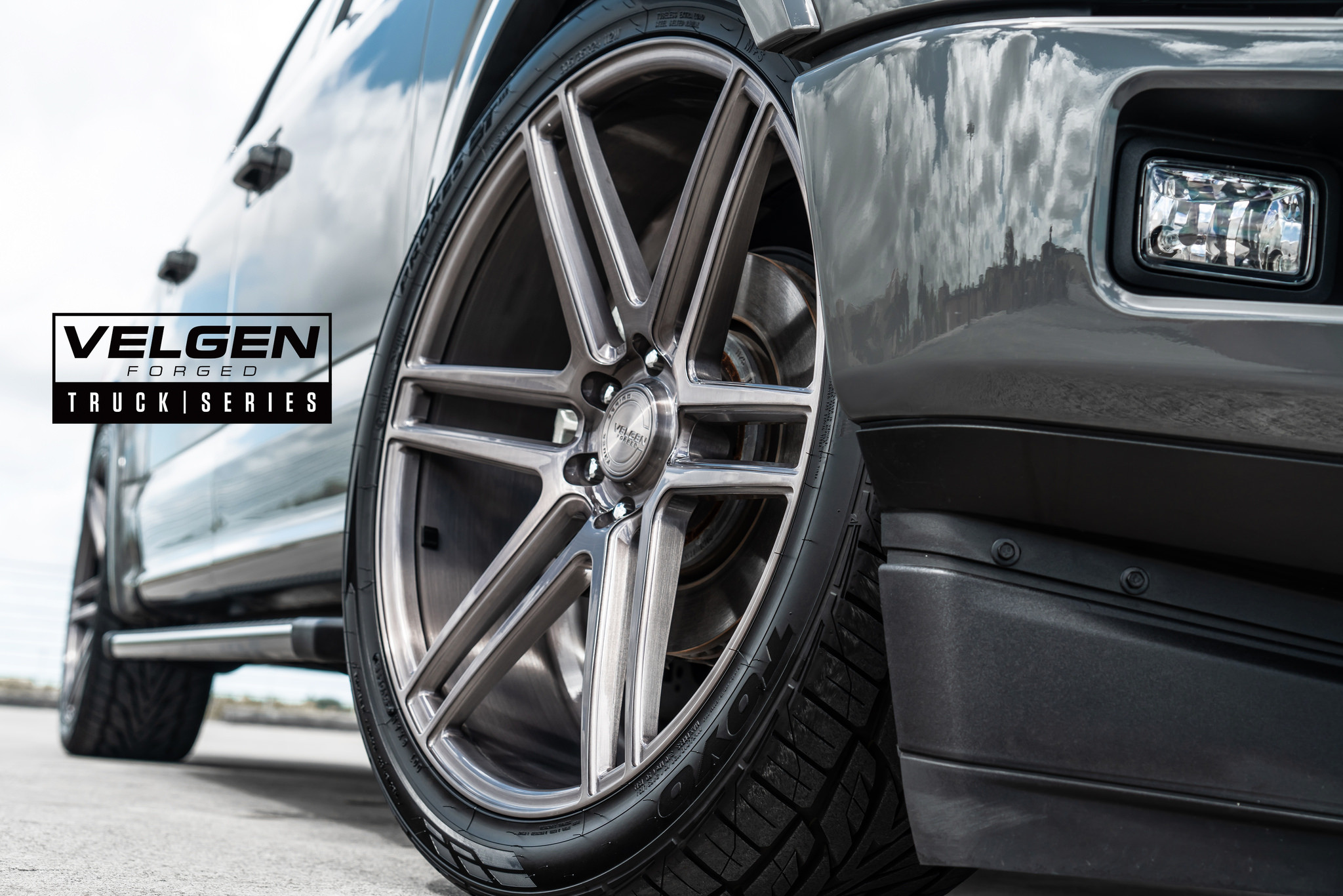 Gray Ford F-150 with Chrome Forged Velgen Rims - Photo by Velgen Wheels