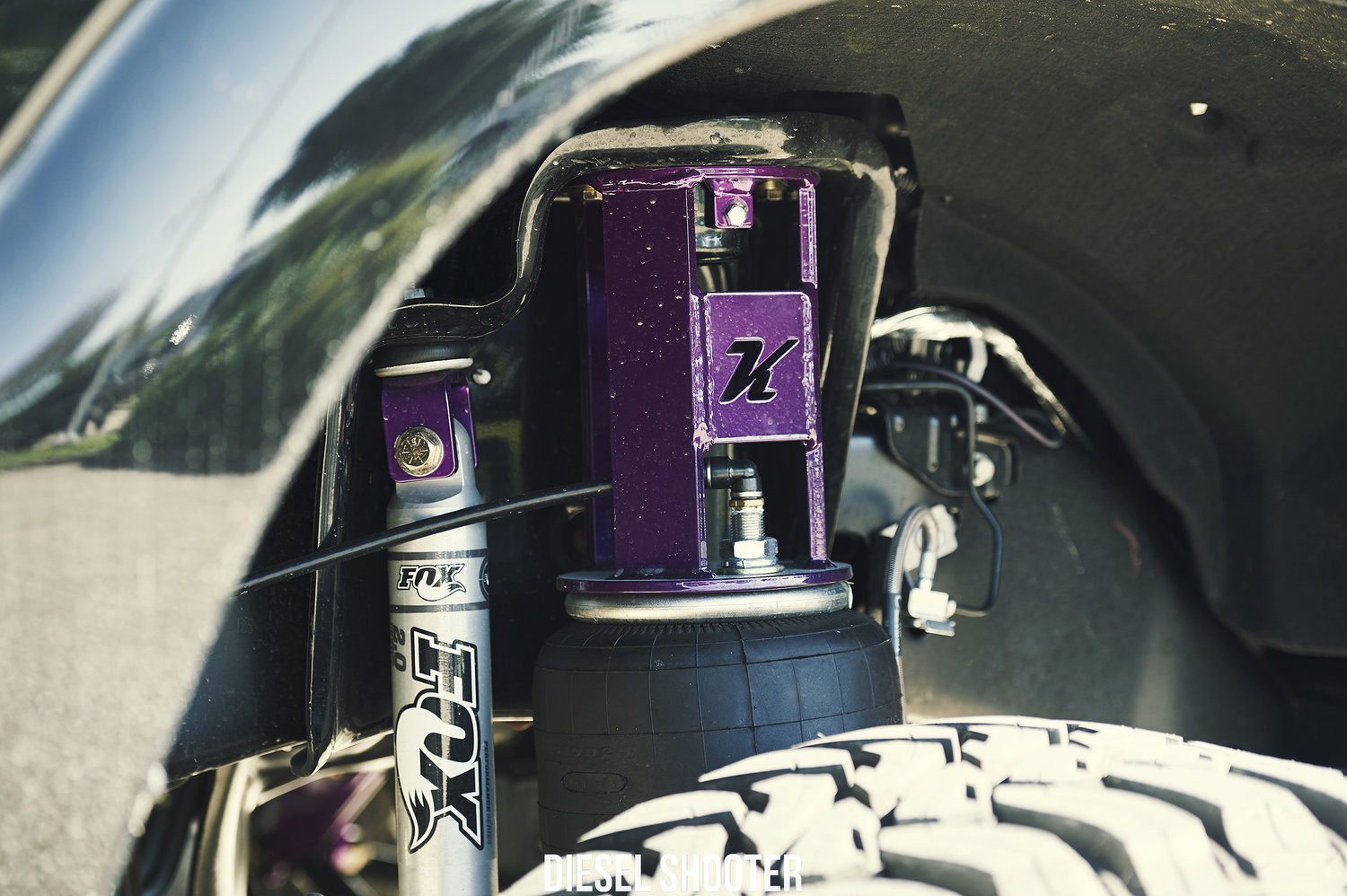 Fox Performance Shocks and Steering Stabilizers on Ford F-250 - Photo by Diesel Shooter