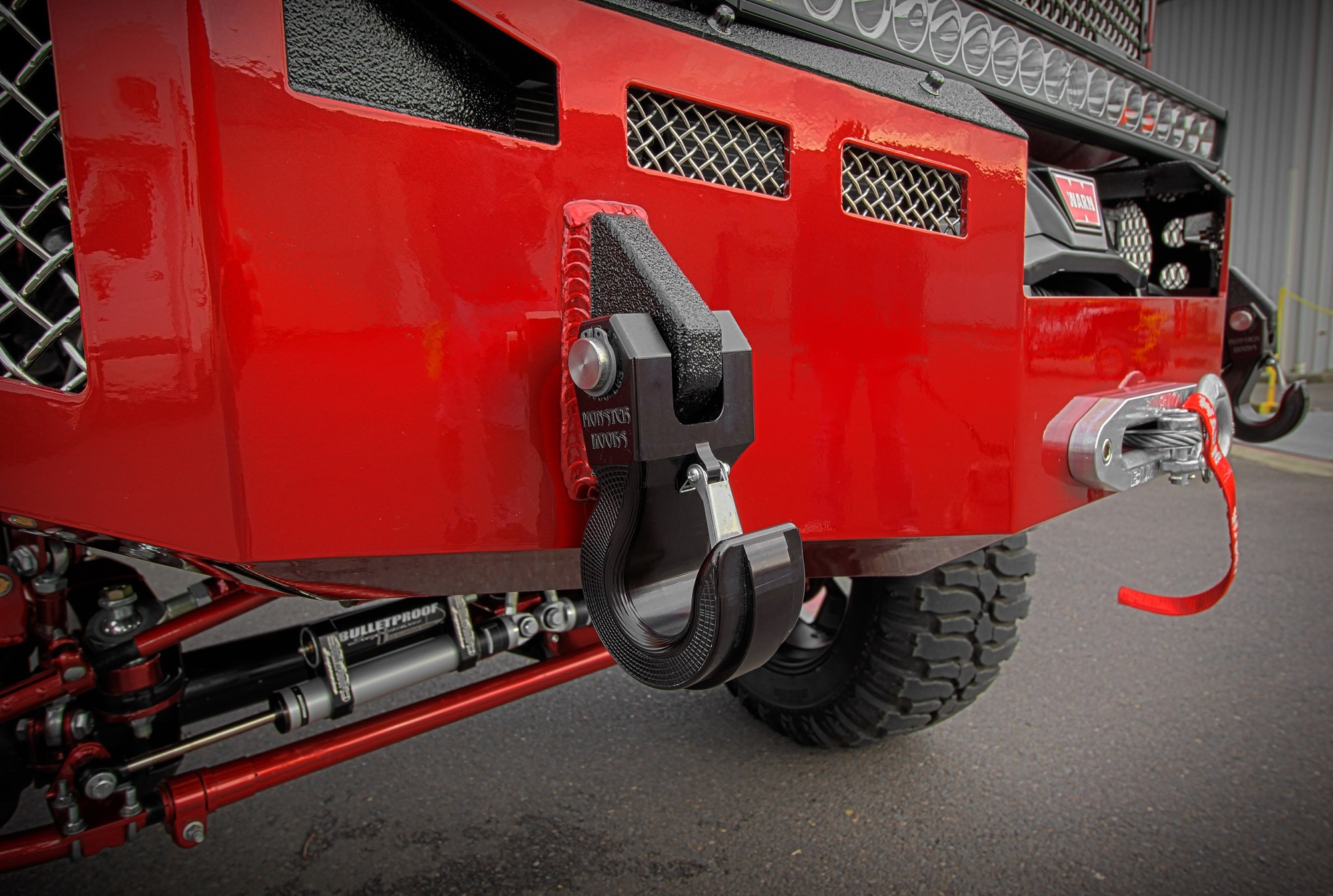 Giant Monster Hook on Ford F350 Steel bumper - Photo by Erik Anderson