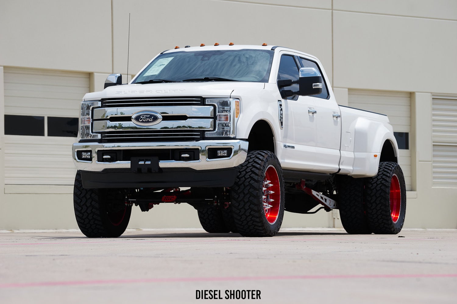 White Custom Ford F-350 with Painted American Force Wheels - Photo by Diesel Shooter