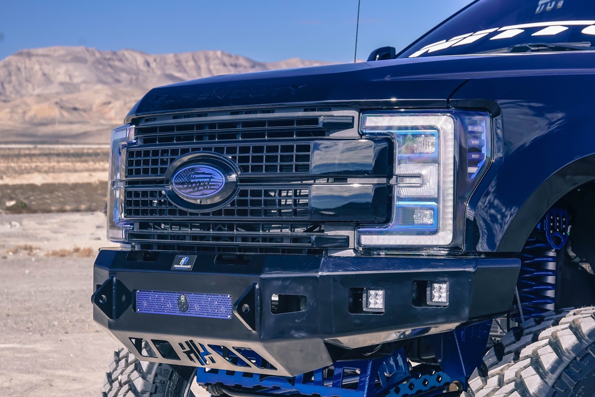 Off-Road Front Bumper on Black Lifted Ford F-350 - Photo by TIS Wheels