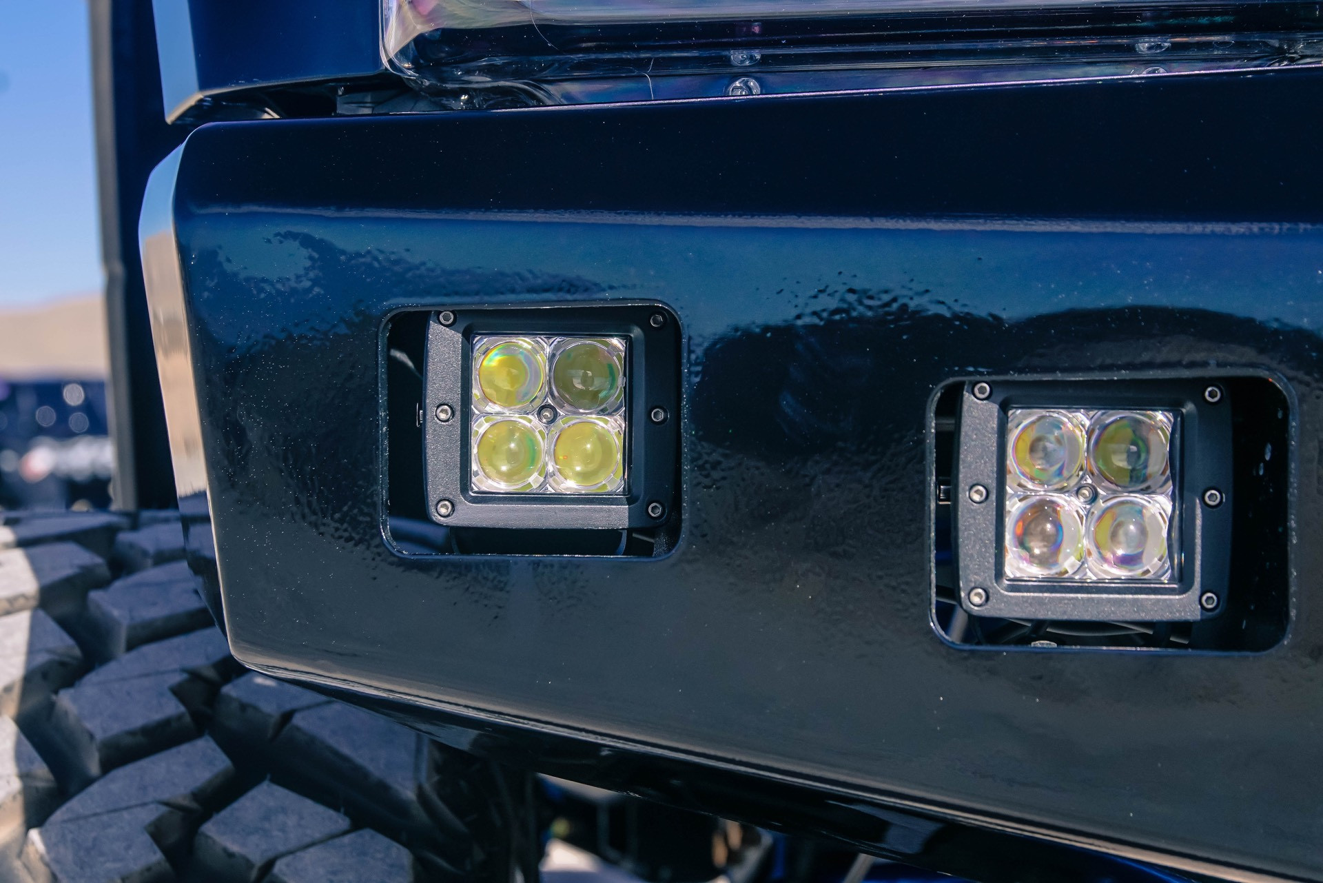 Black Lifted Ford F-350 with Off-Road LED Lights - Photo by TIS Wheels