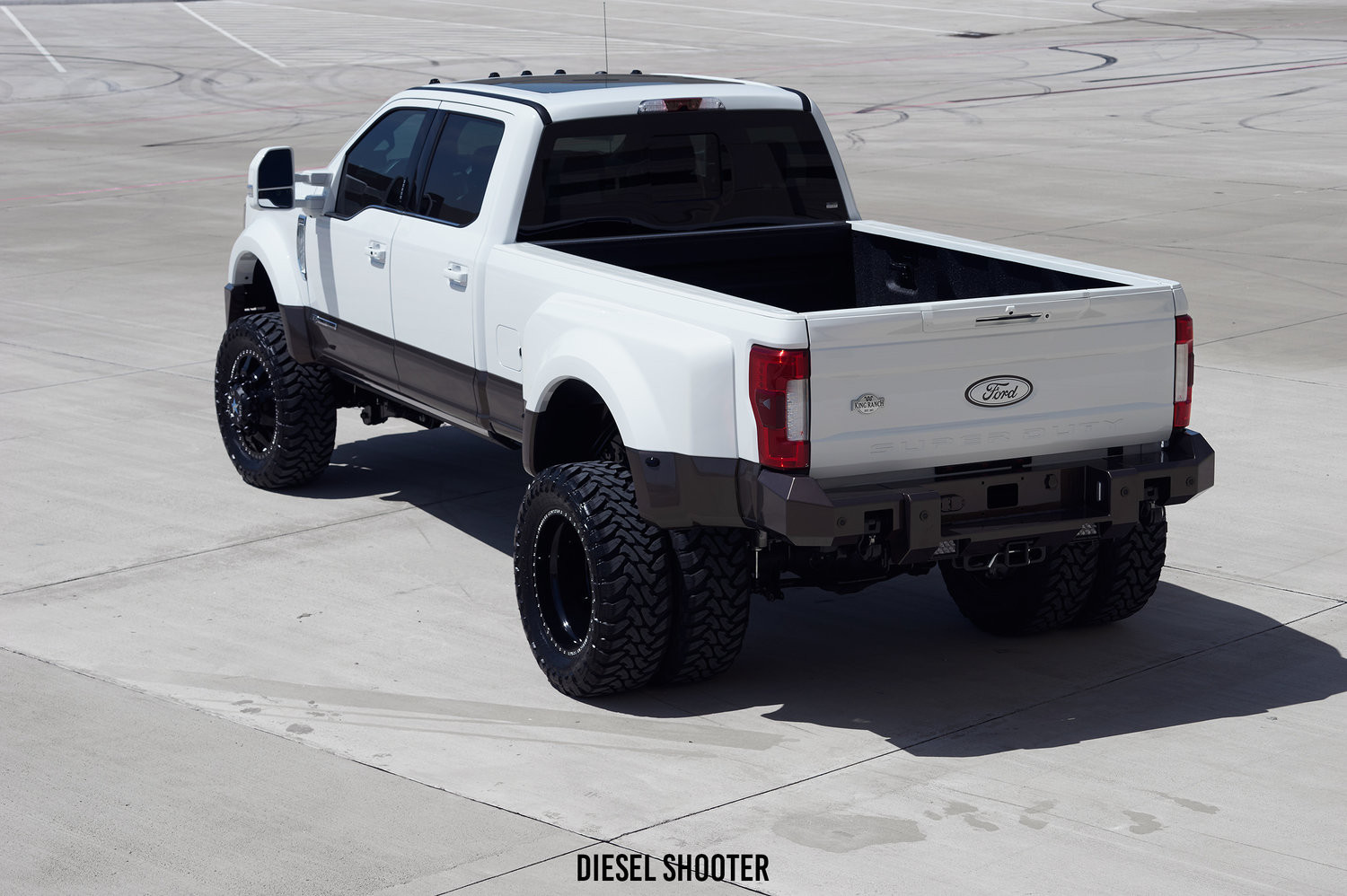Lifted Ford F-450 on 37 Inch Toyo Open Country M/T Tires - Photo by Diesel Shooter