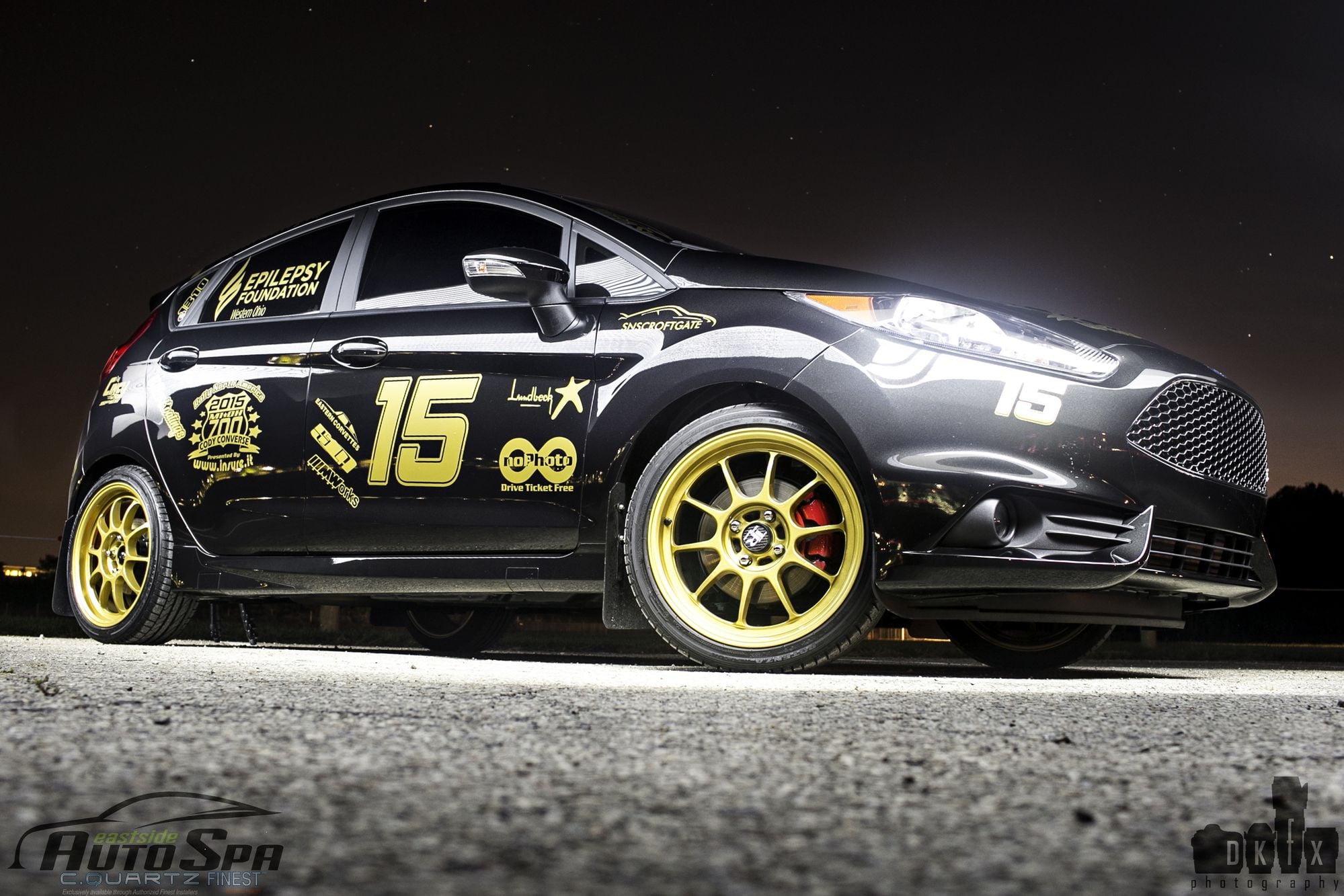 Custom Mesh Grille on Black Debadged Ford Fiesta - Photo by dan kinzie